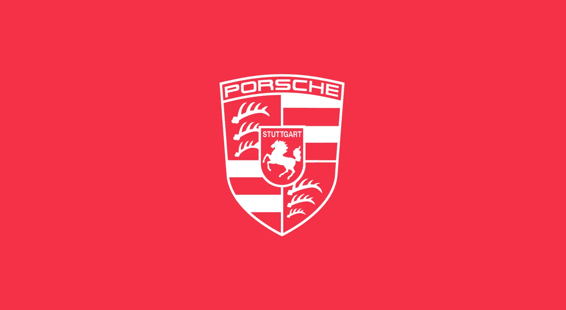 The Porsche crest, white on red