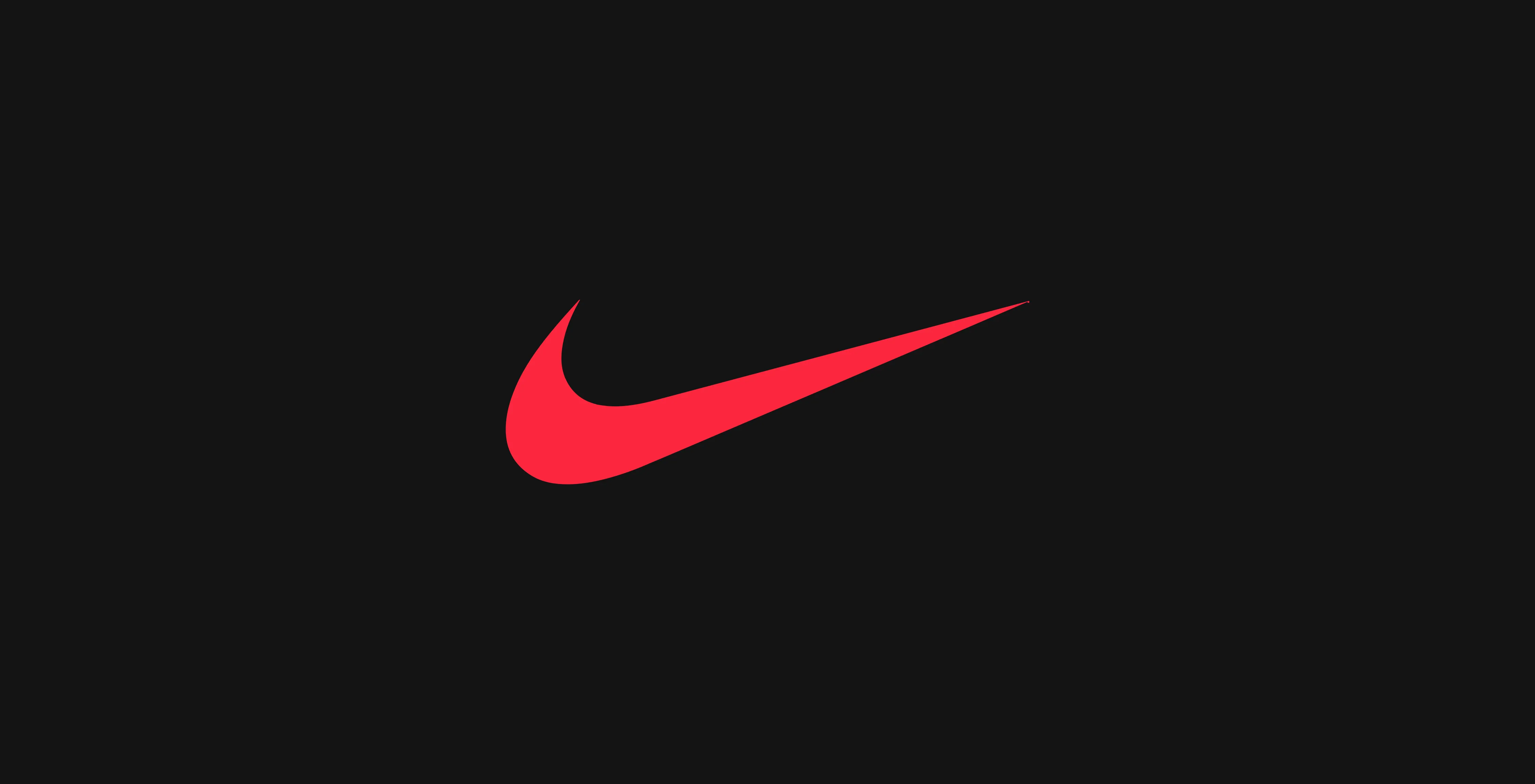 The Nike swoosh in red on black