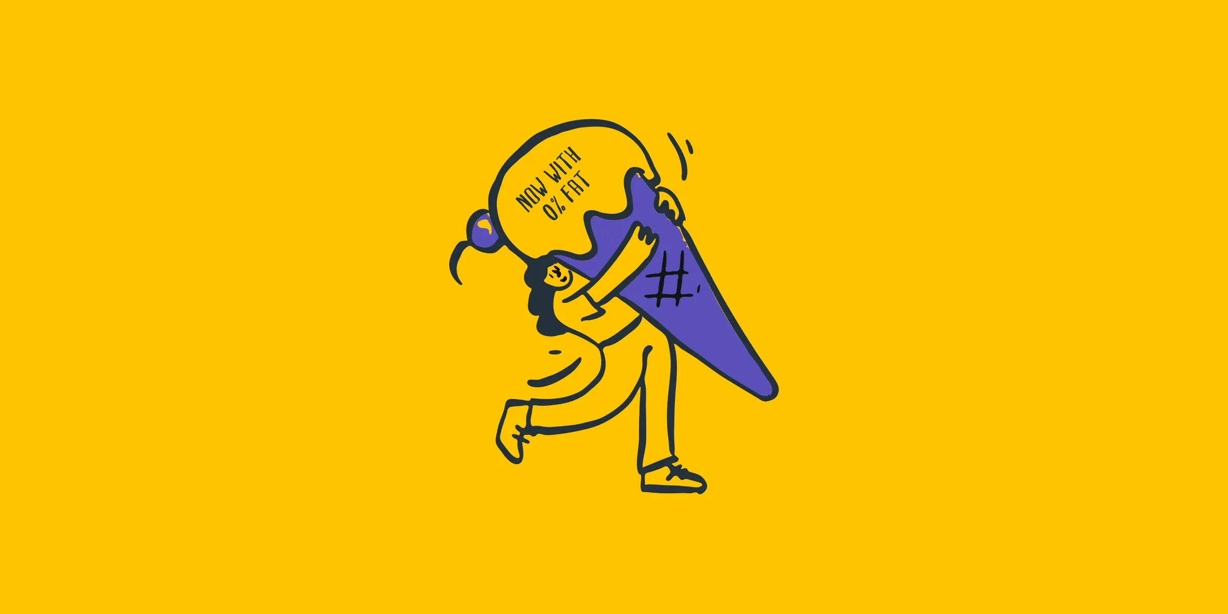 Illustration of a person carrying a huge price tag reading “Only 2 left”, on yellow