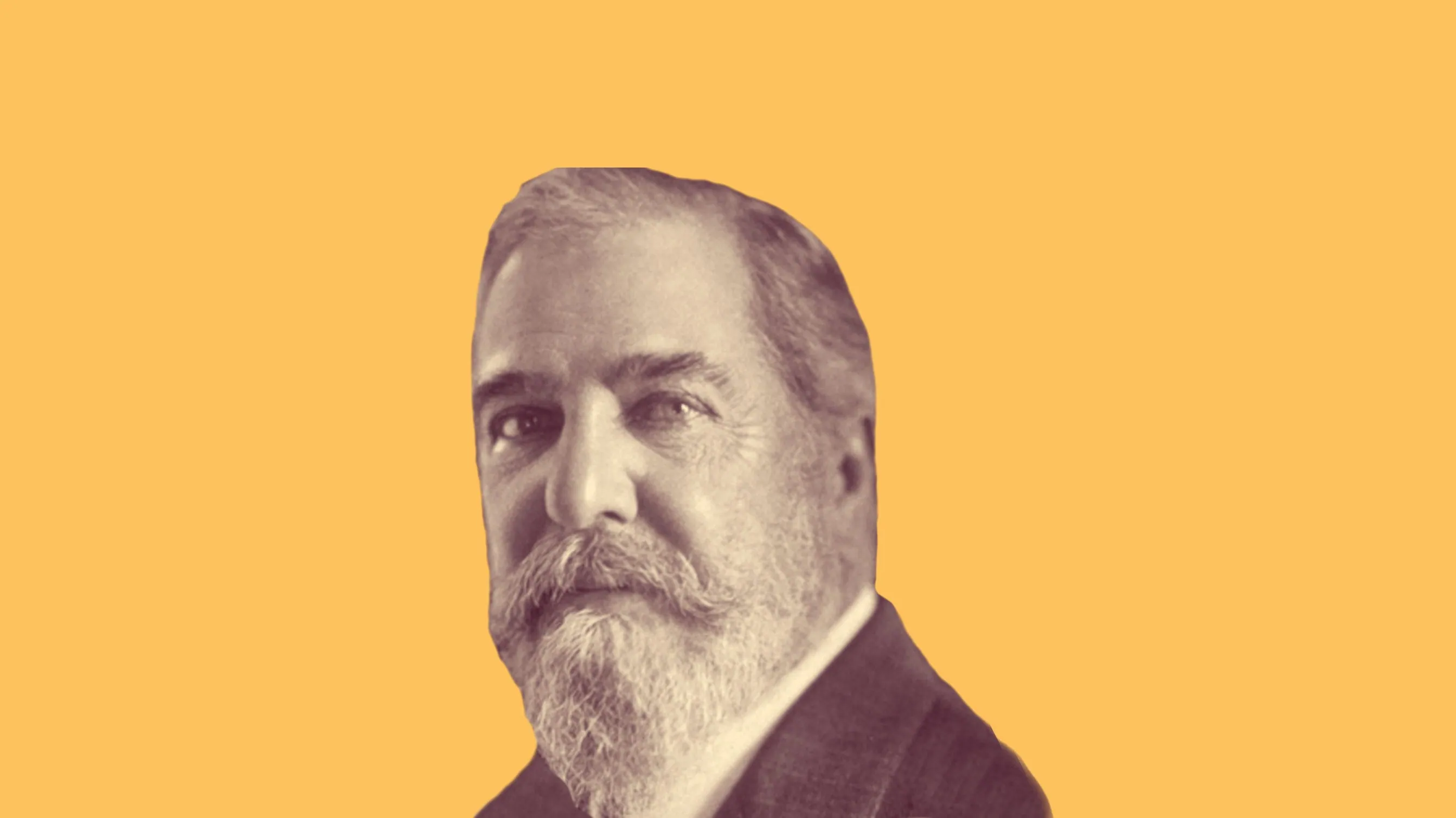 Louis Comfort Tiffany with a beard, tinted on yellow