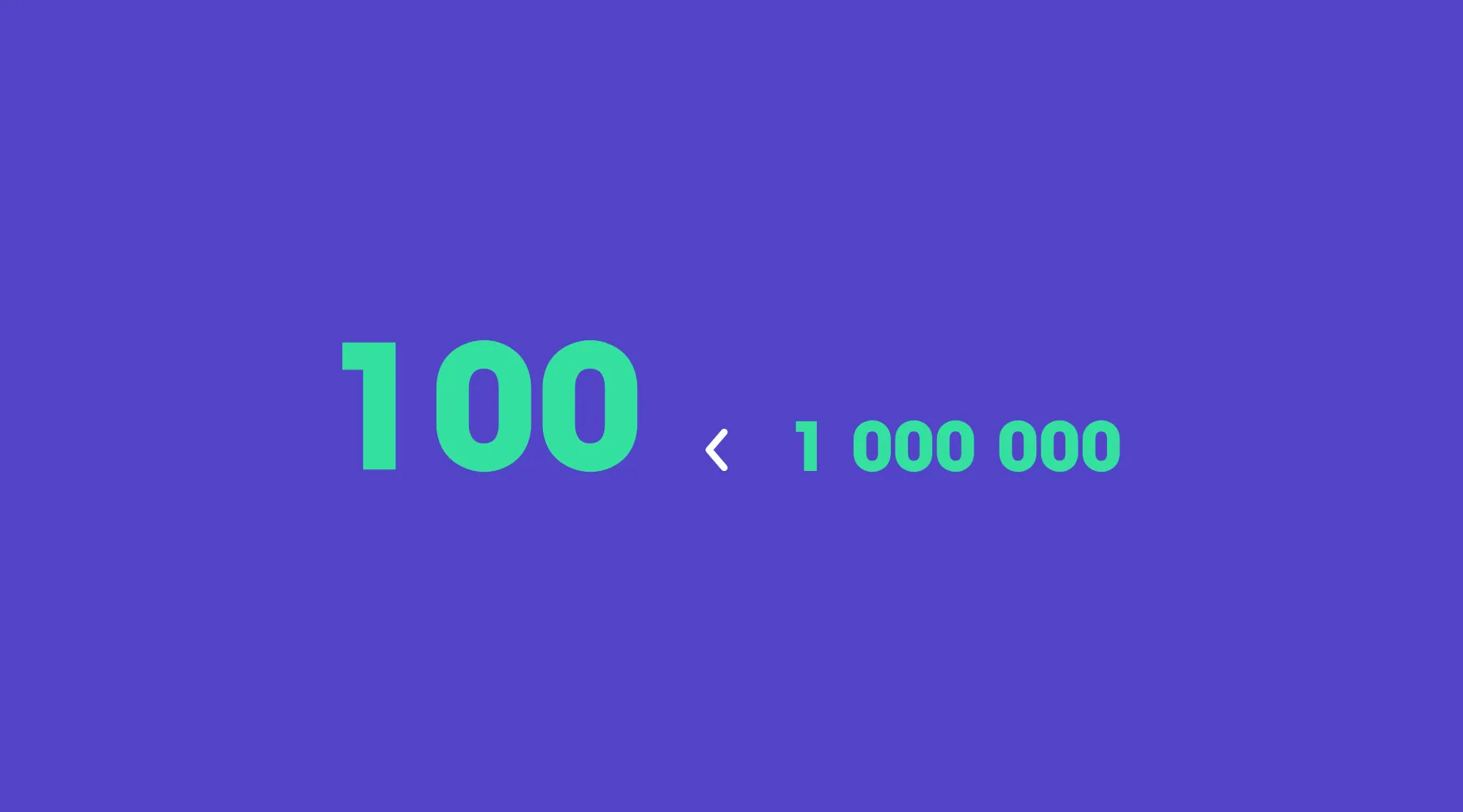 100 < 1,000,000, in green on violet