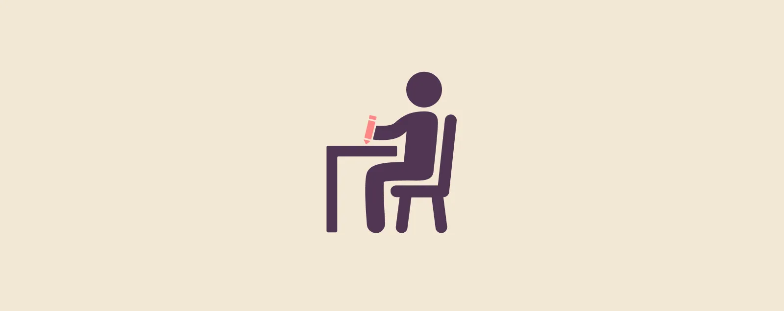 Pictogram of a person writing at a desk
