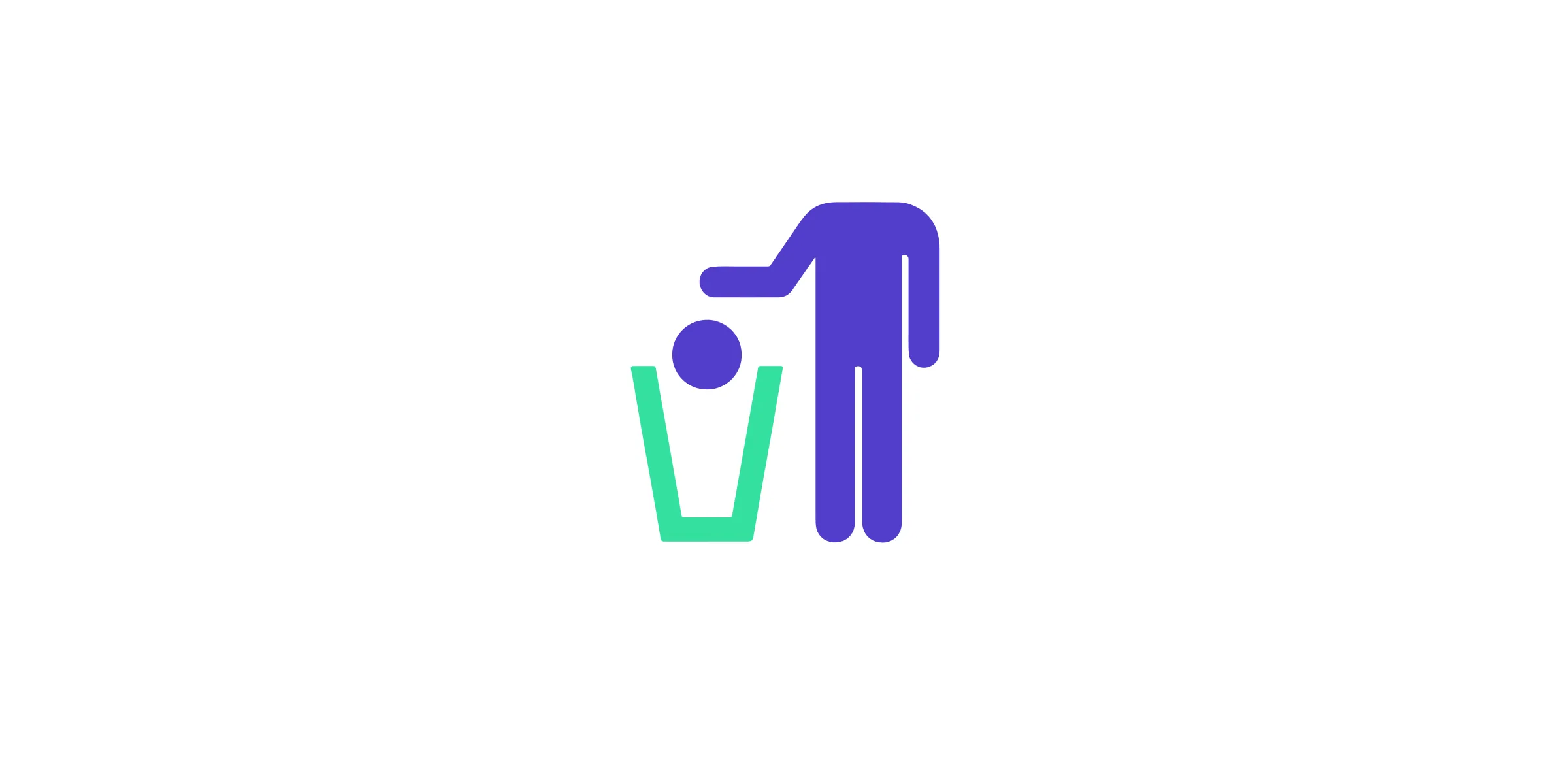Pictogram of a person dropping a ball into a bin