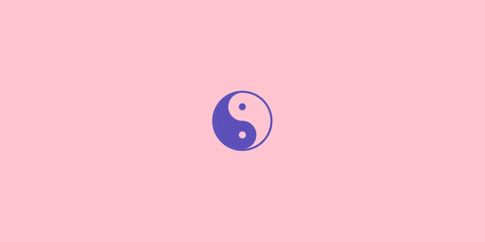 A yin-yang symbol, violet on pink