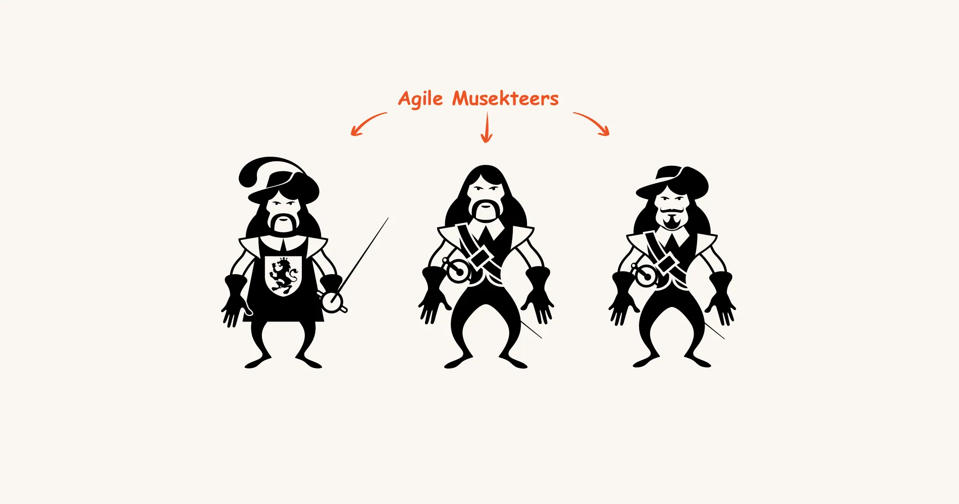 Three musketeers labelled Agile Musketeers