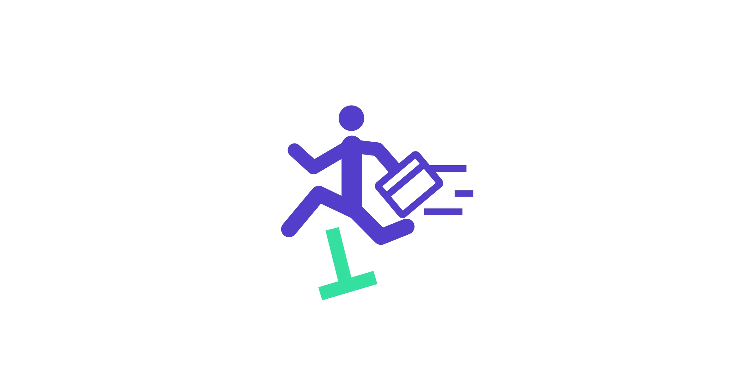 Pictogram of a person running with a briefcase