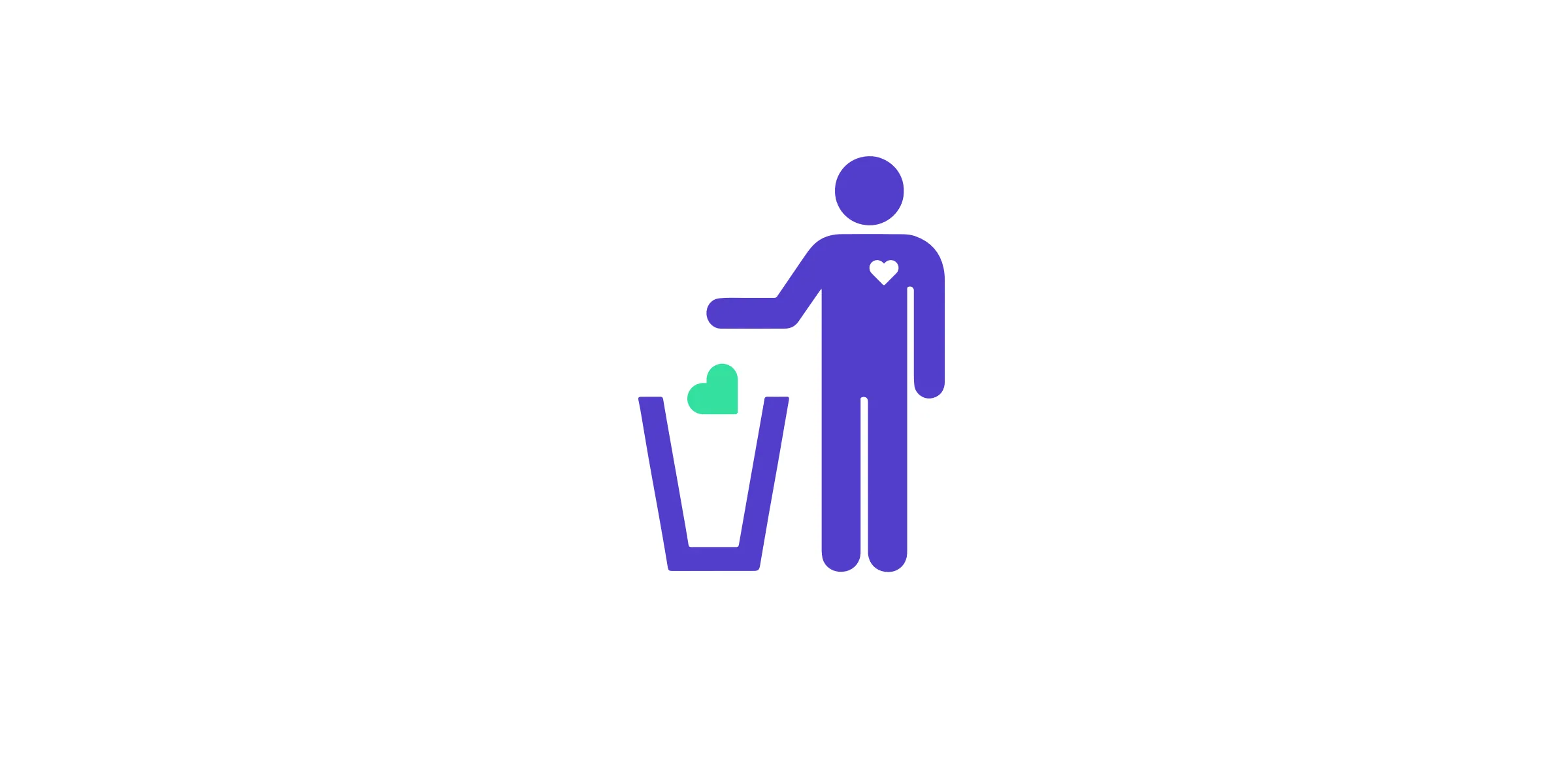 Pictogram of a person dropping a heart into a bin