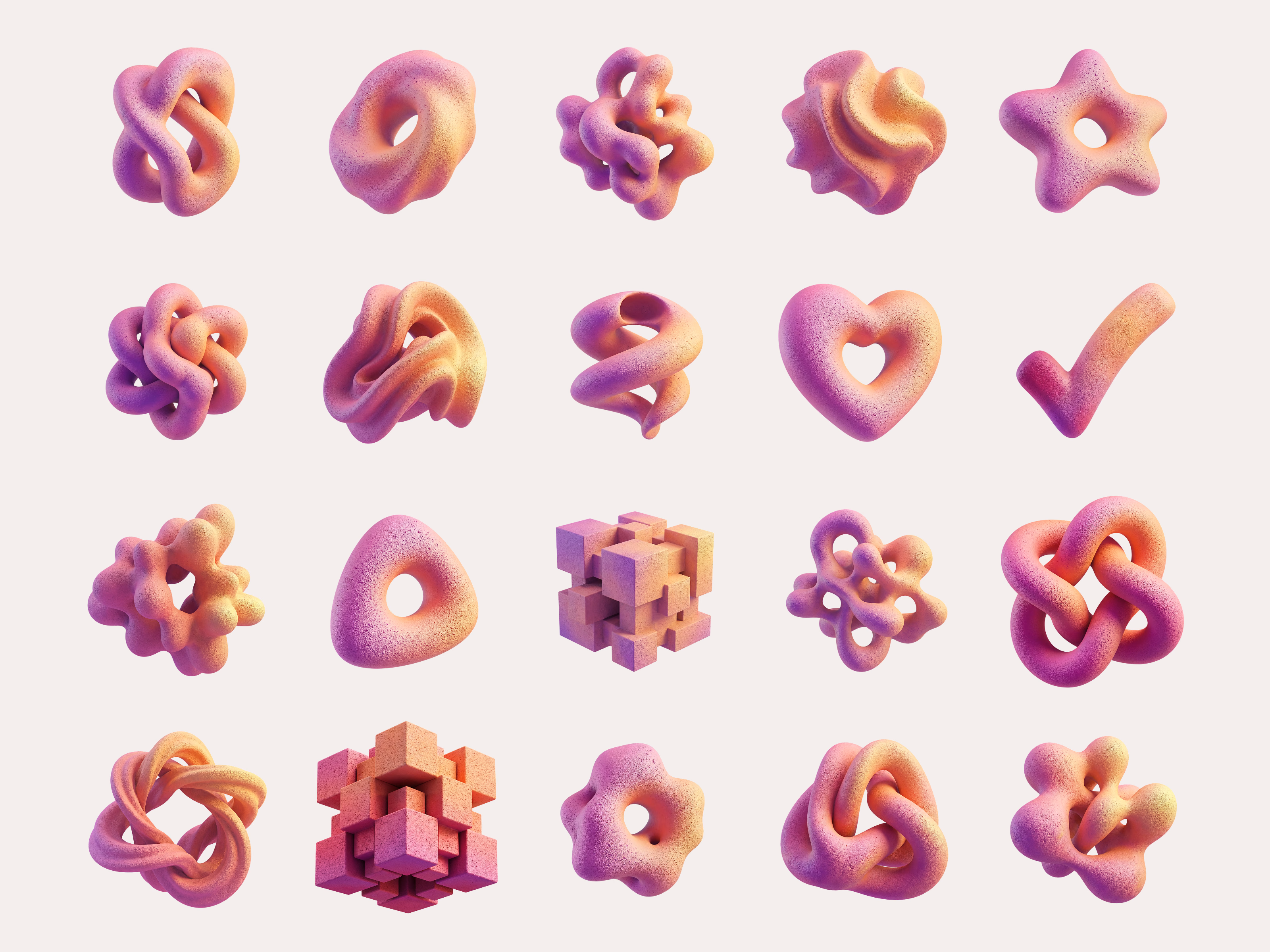 Free download pack of 20 abstract 3D shapes
