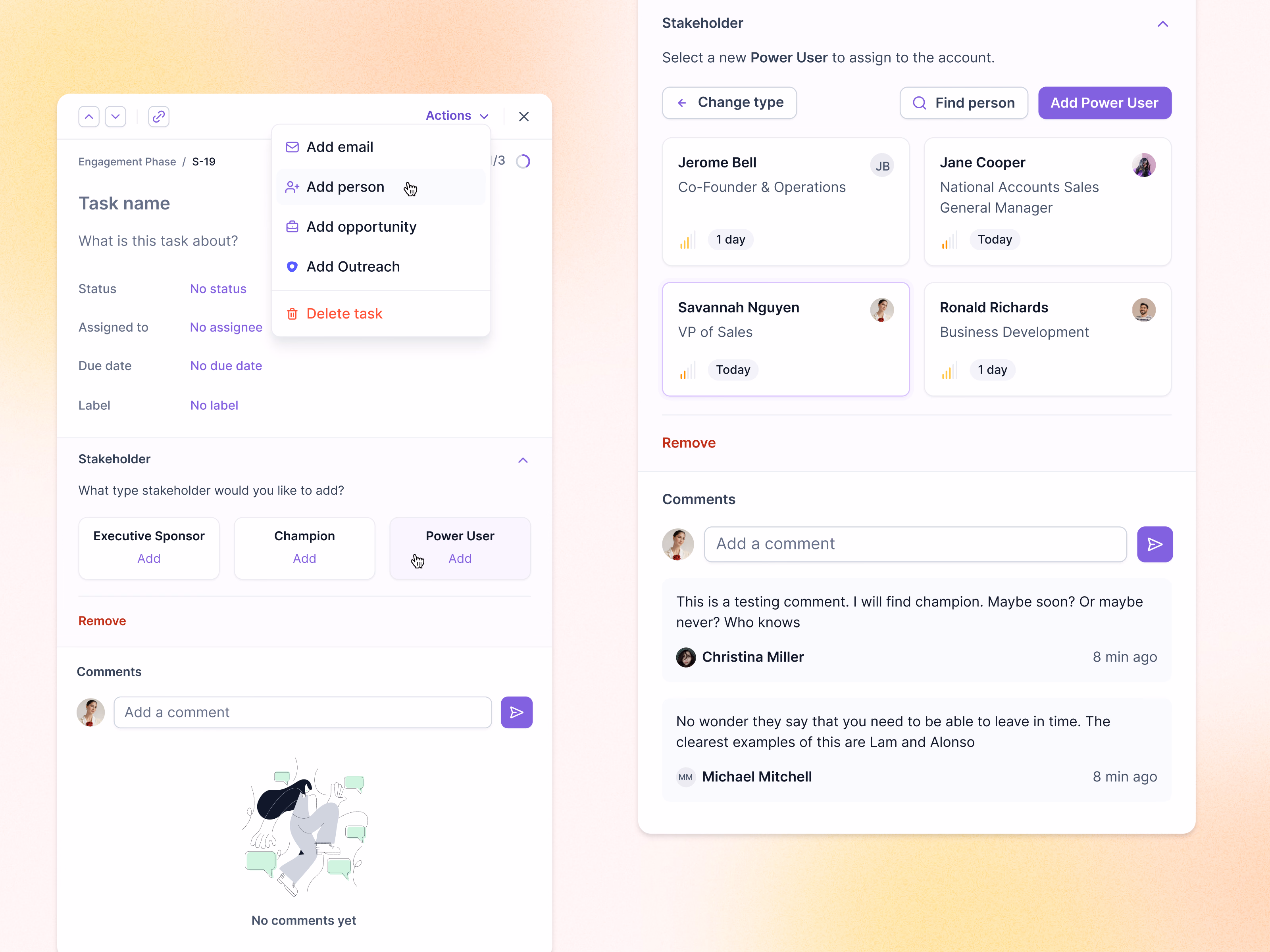 Add stakeholder to task flow in Lantern's AI CRM