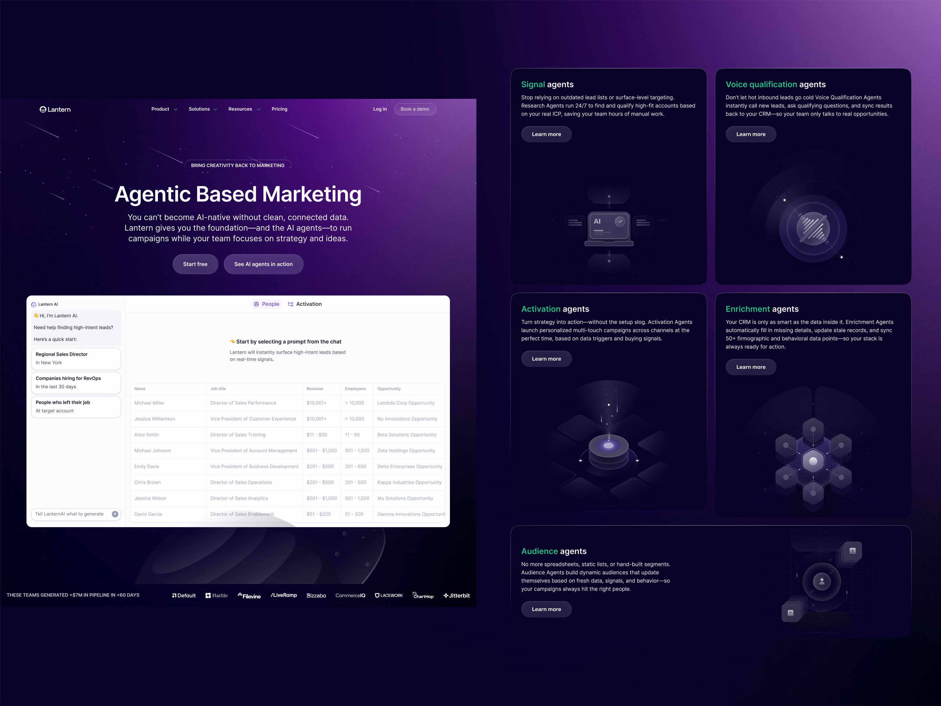 Agentic based marketing landing page for Lantern