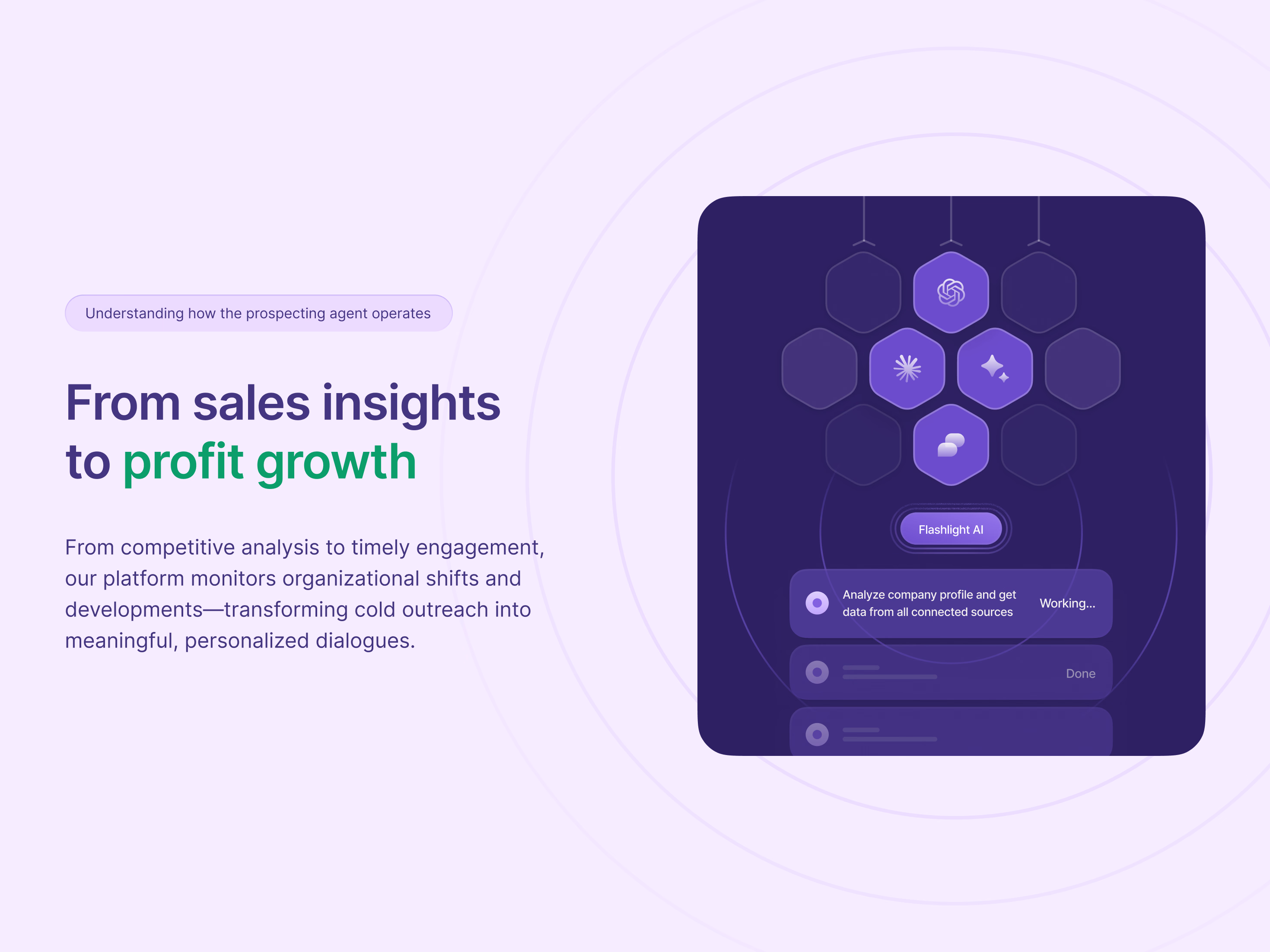AI sales prospecting agent explainer website section