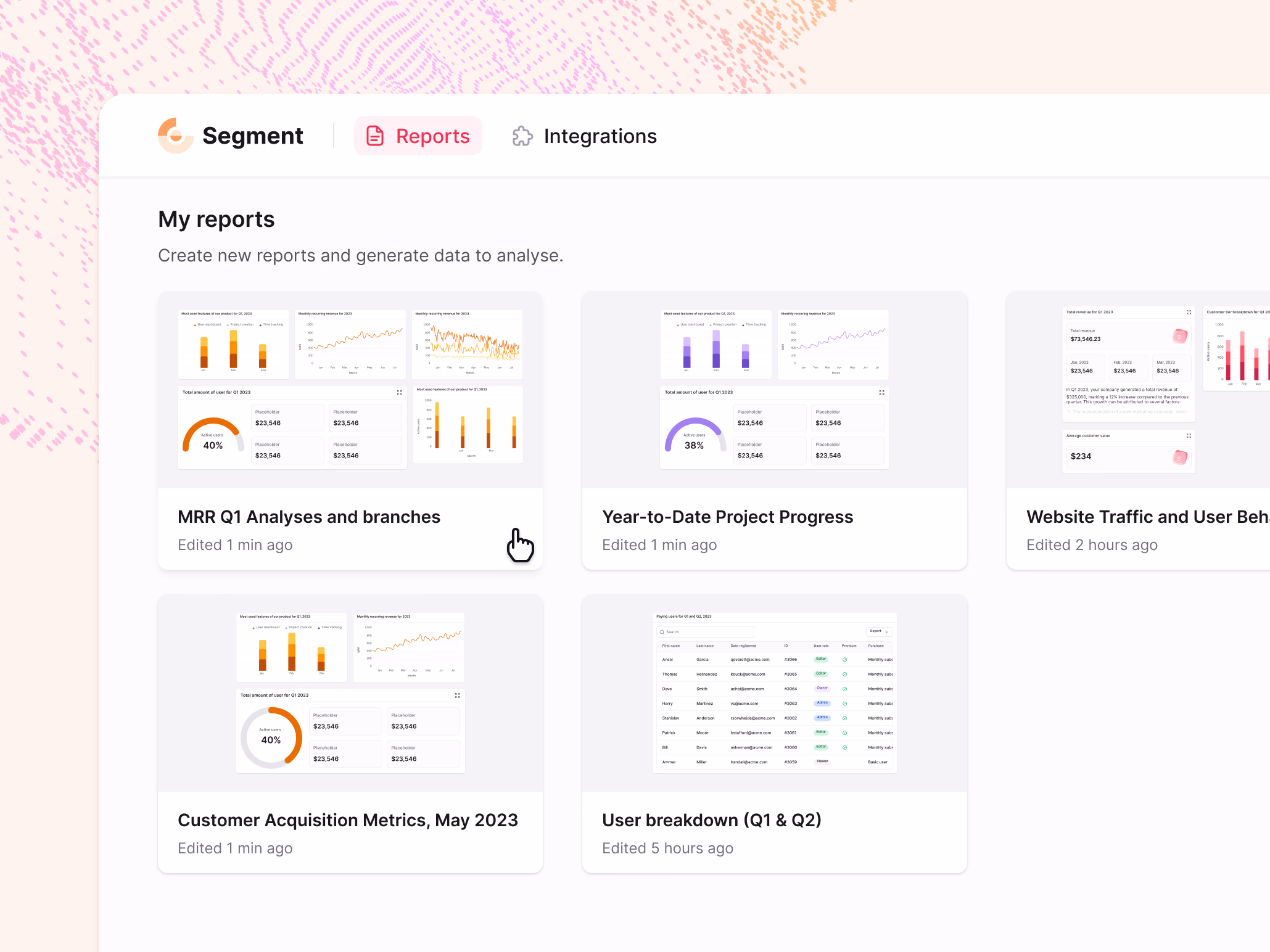 Reports overview with card previews in Stealth AI