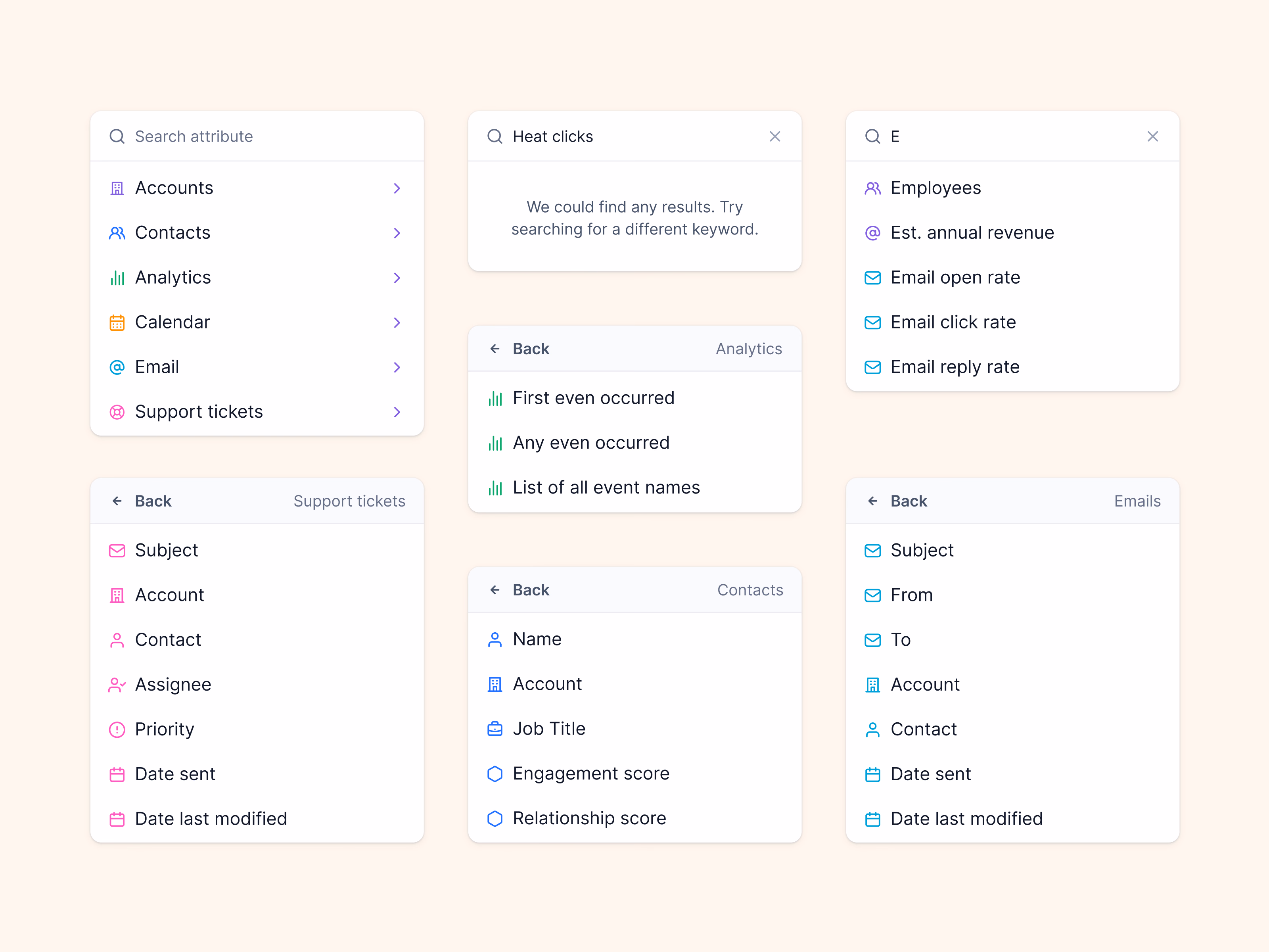 Query builder attribute picker states for Lantern