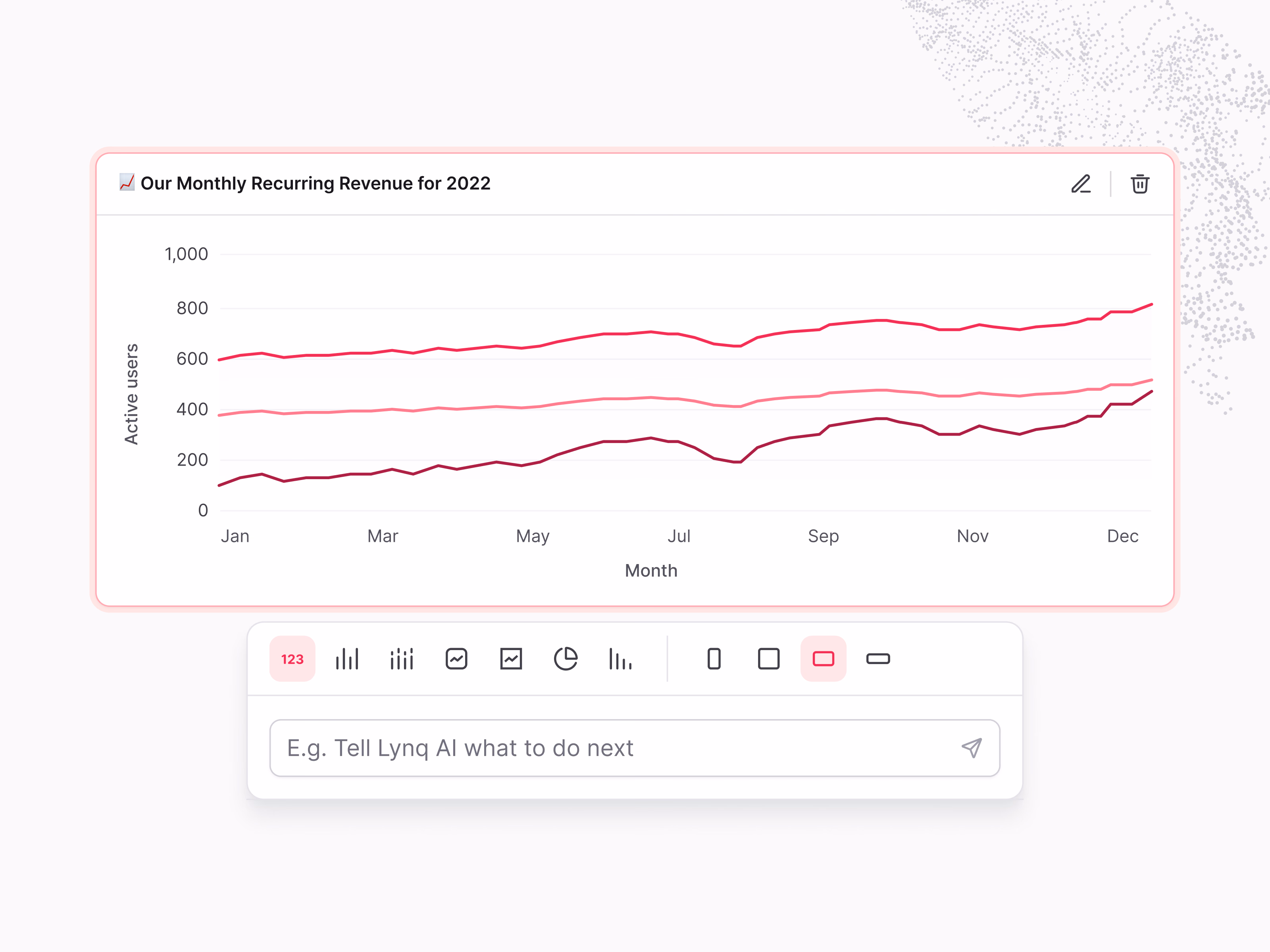 Line chart command menu in Stealth AI reports