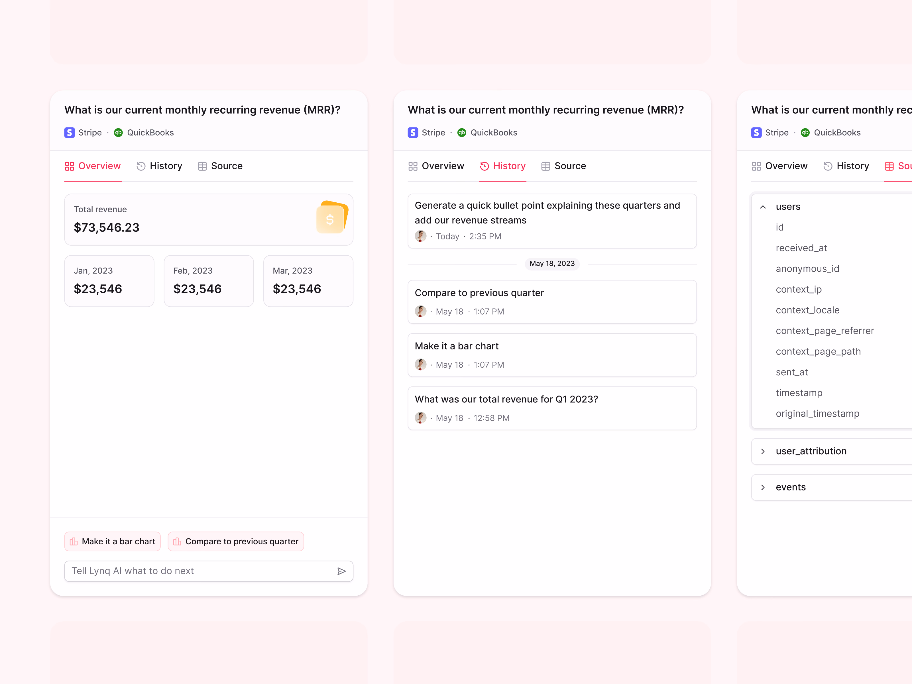 AI answer card tabs with data sources in Stealth AI