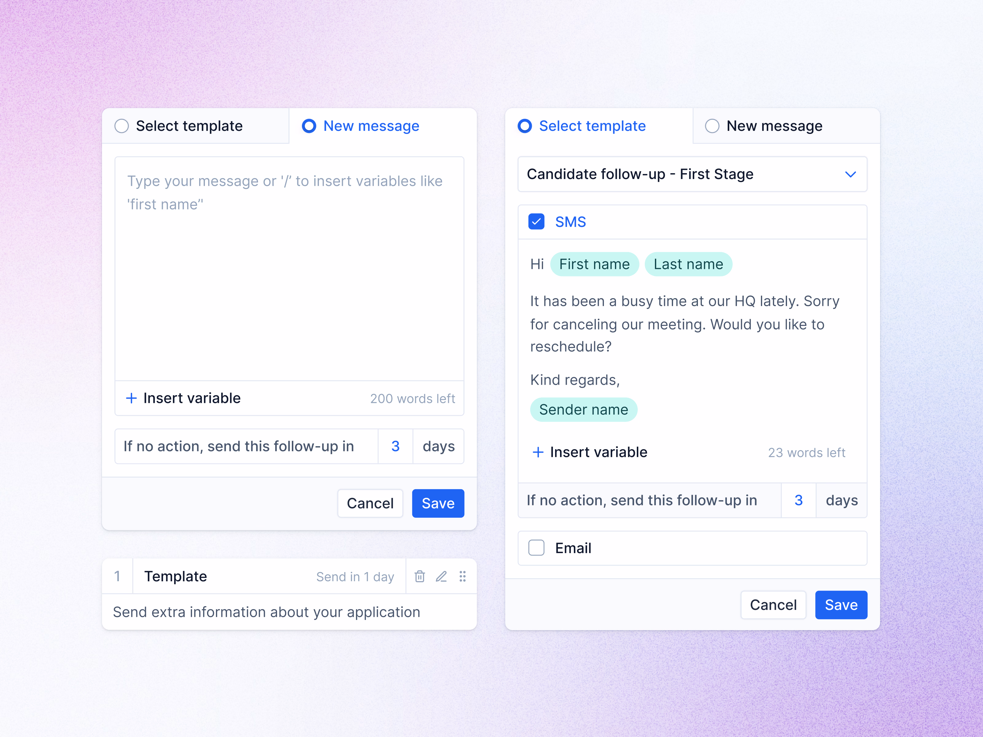 Candidate follow-up message composer exploration