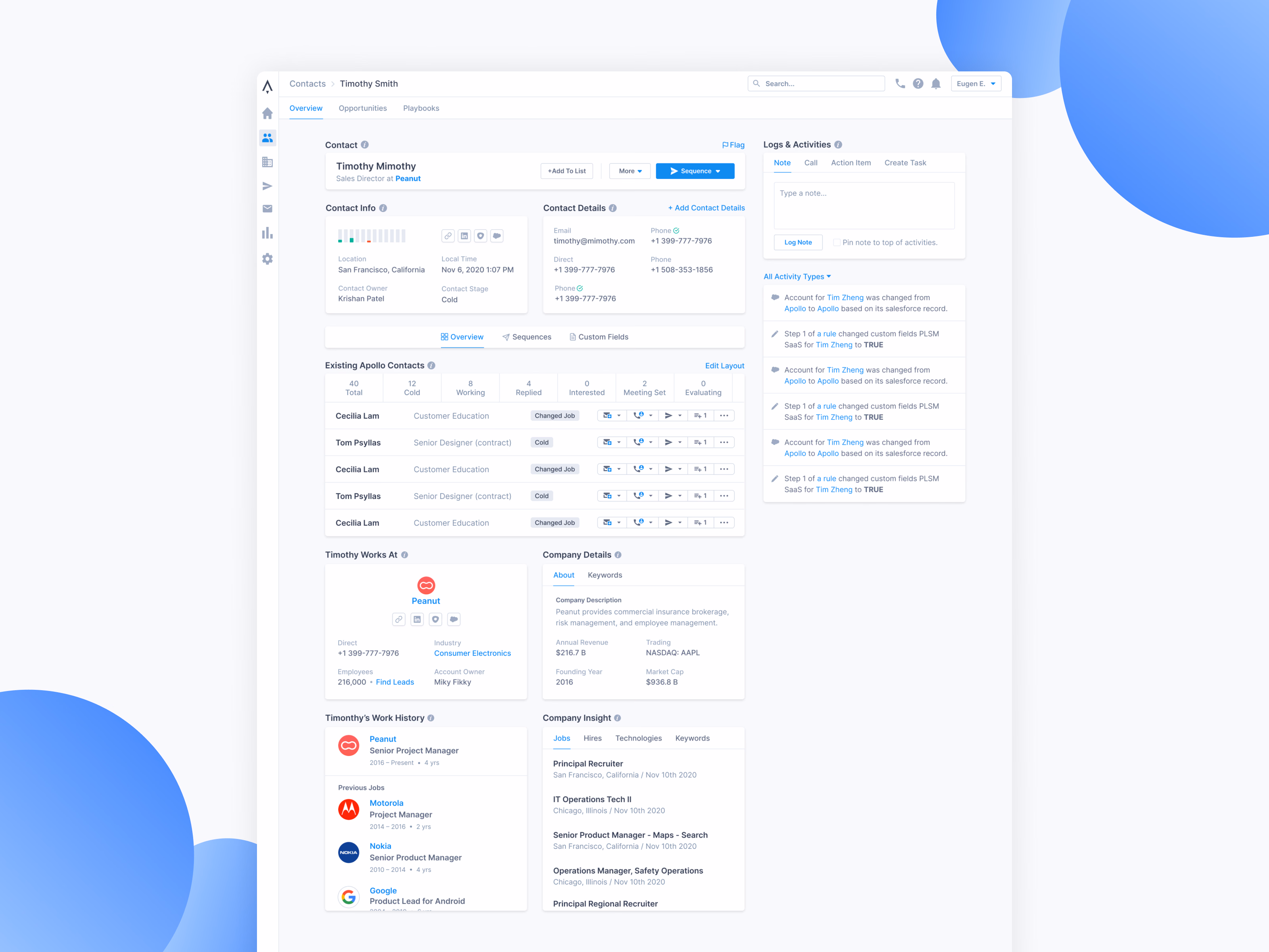 Contact overview v2 draft after feedback for Apollo