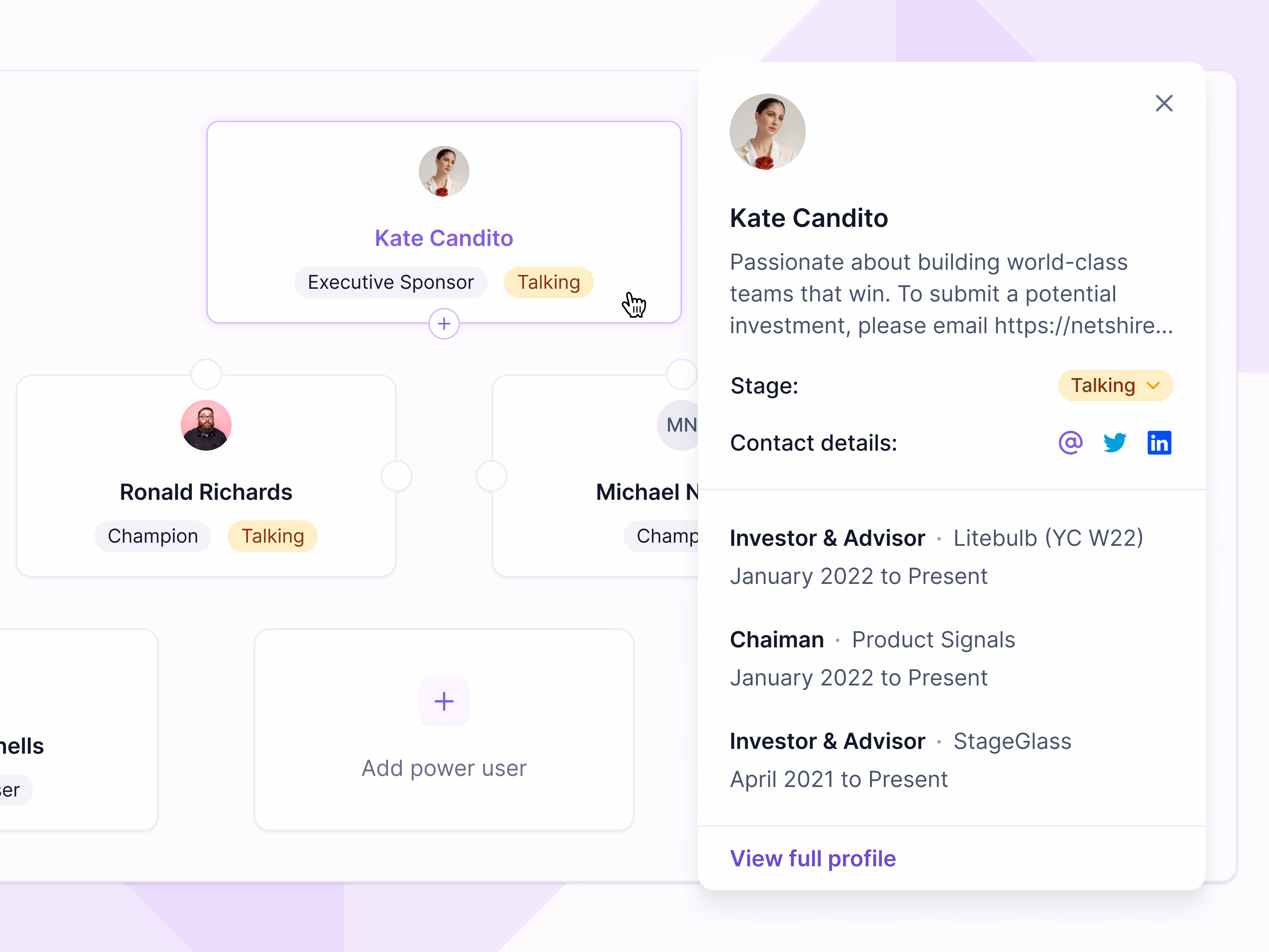 Org chart contact relationship map in Lantern