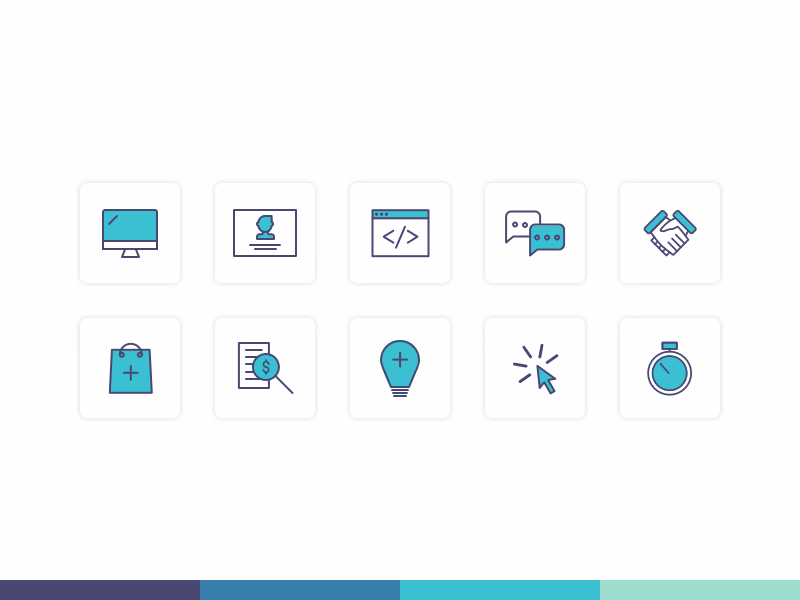 Crobox brand icon set with teal fill