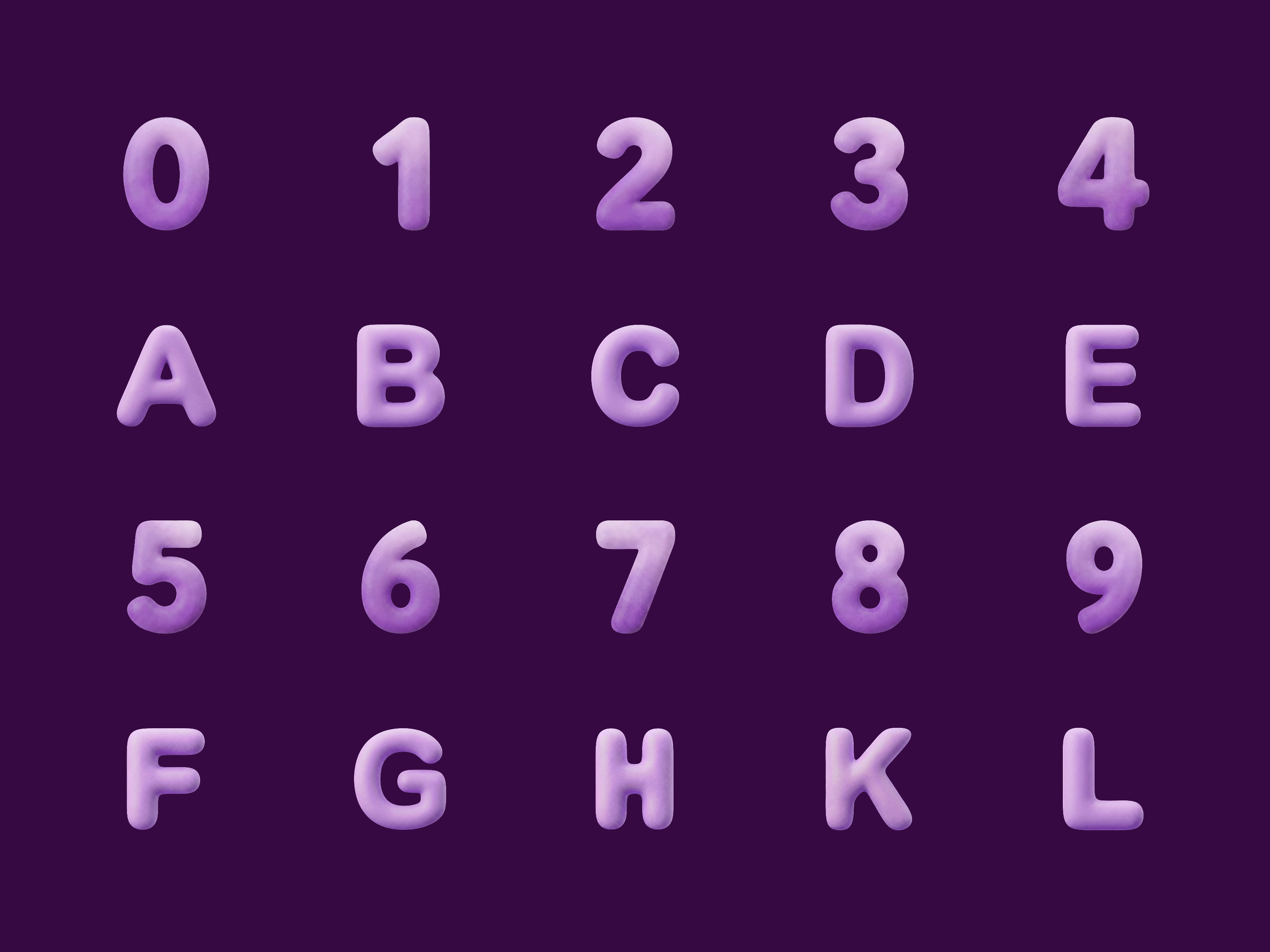 Custom 3D clay typography with numbers and capitals
