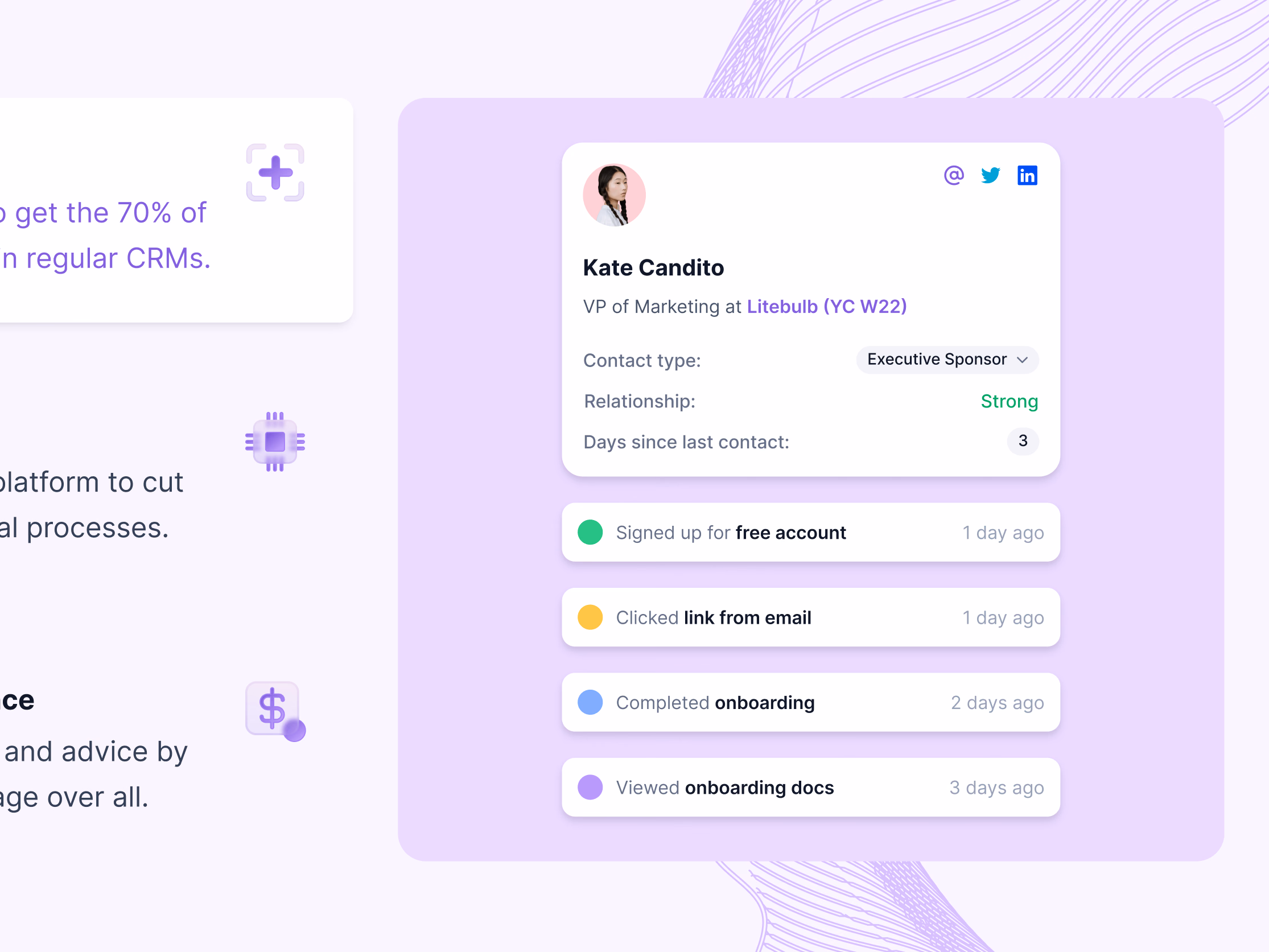 Data and signals website section for Lantern