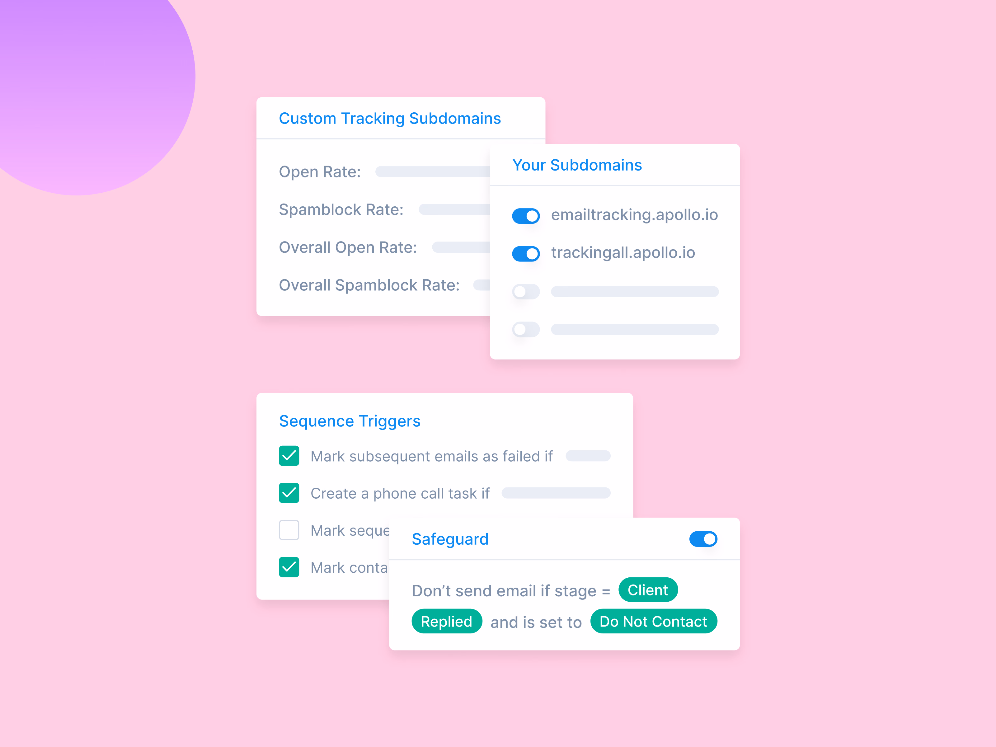 Settings page empty state illustrations for Apollo