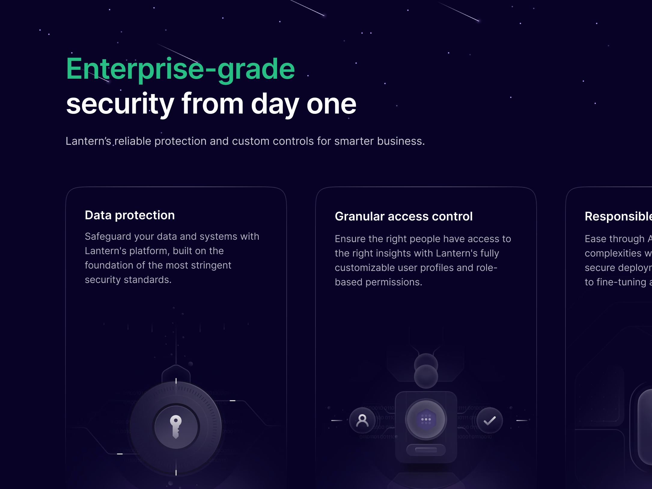 Enterprise security section for Lantern's website
