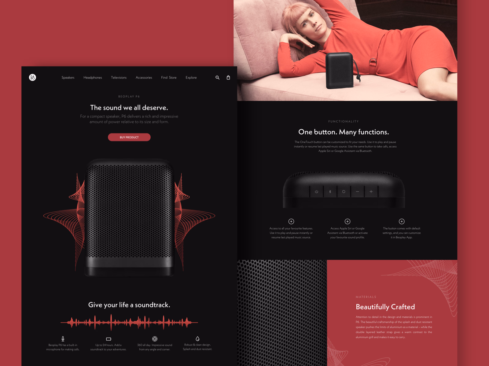 Beoplay P6 speaker product page exploration