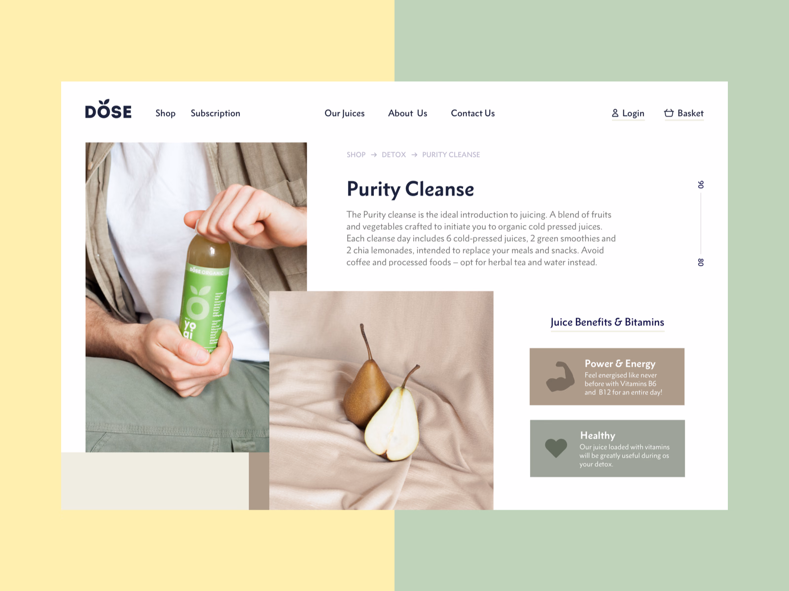 Dose cold-pressed juice product page exploration