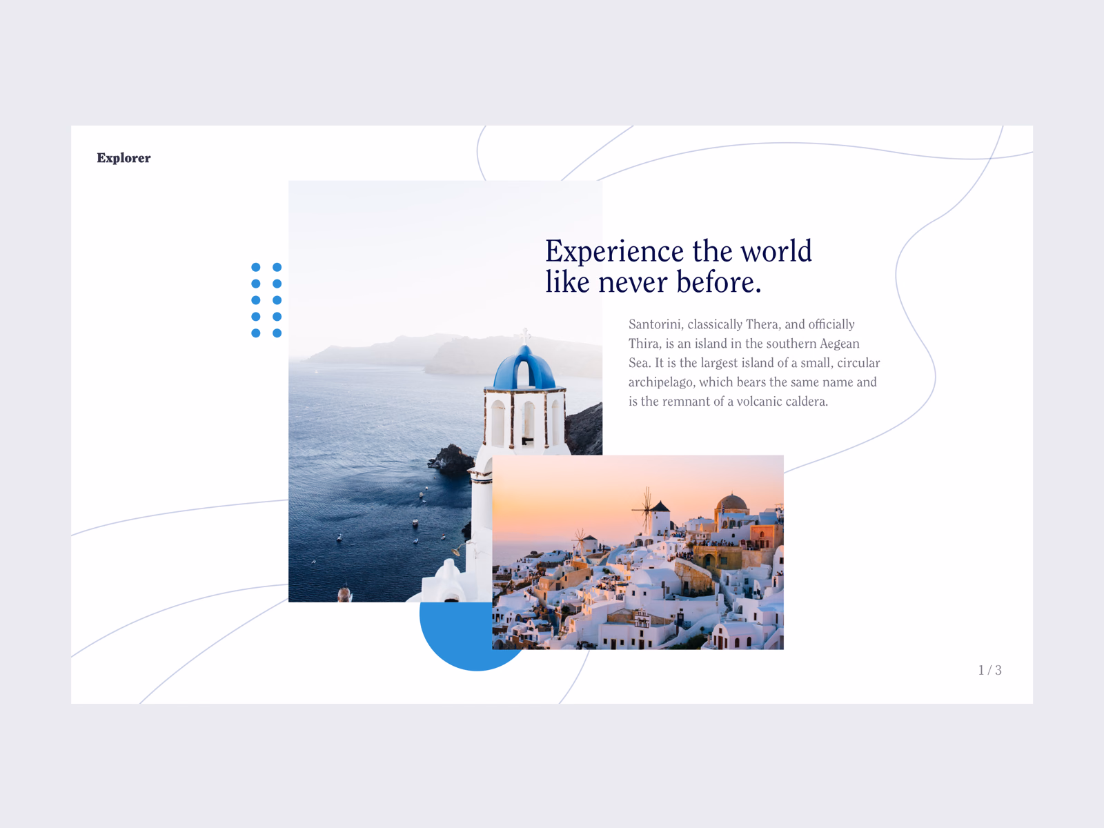 Explorer travel site destination slider exploration