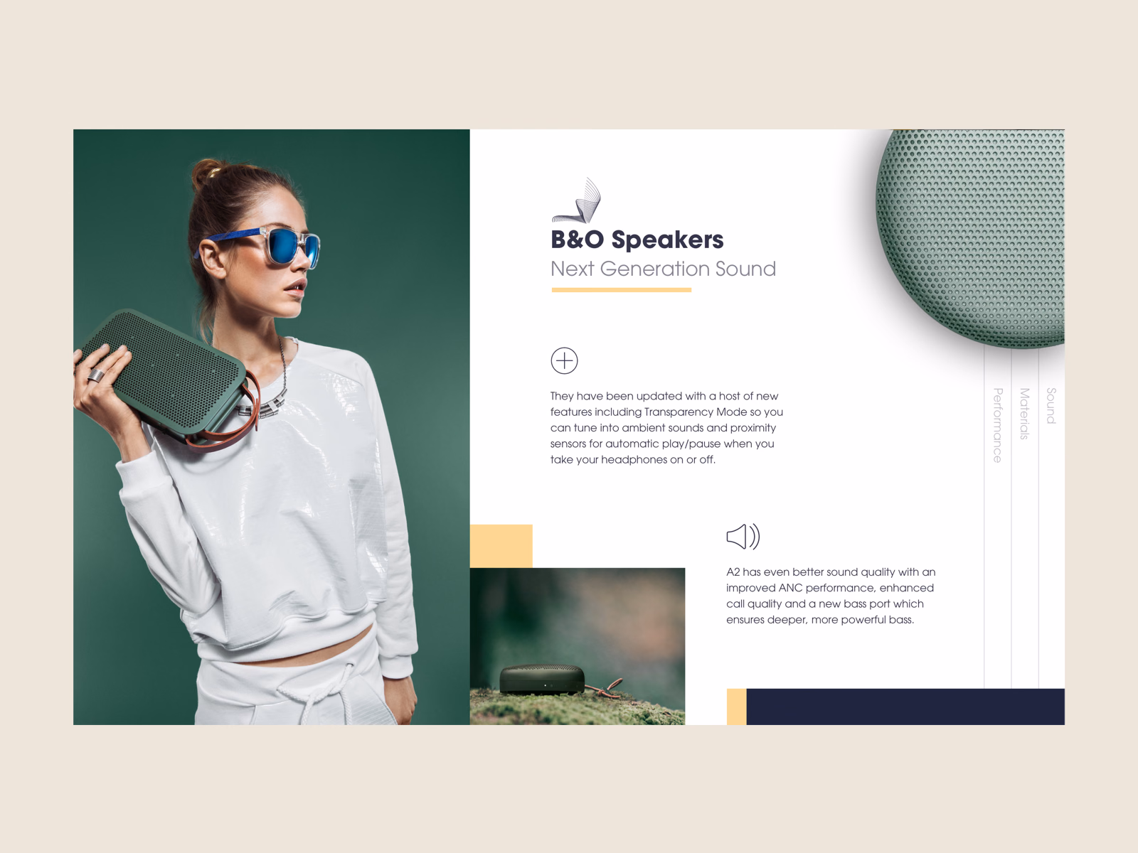 Bang & Olufsen speaker editorial layout exploration