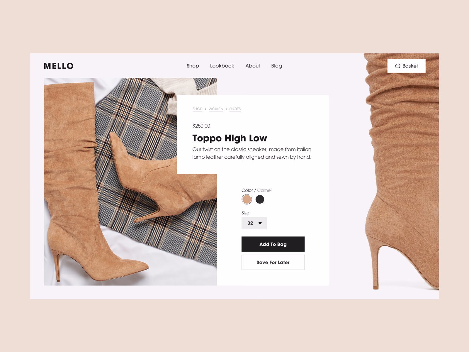 Mello fashion store product page exploration