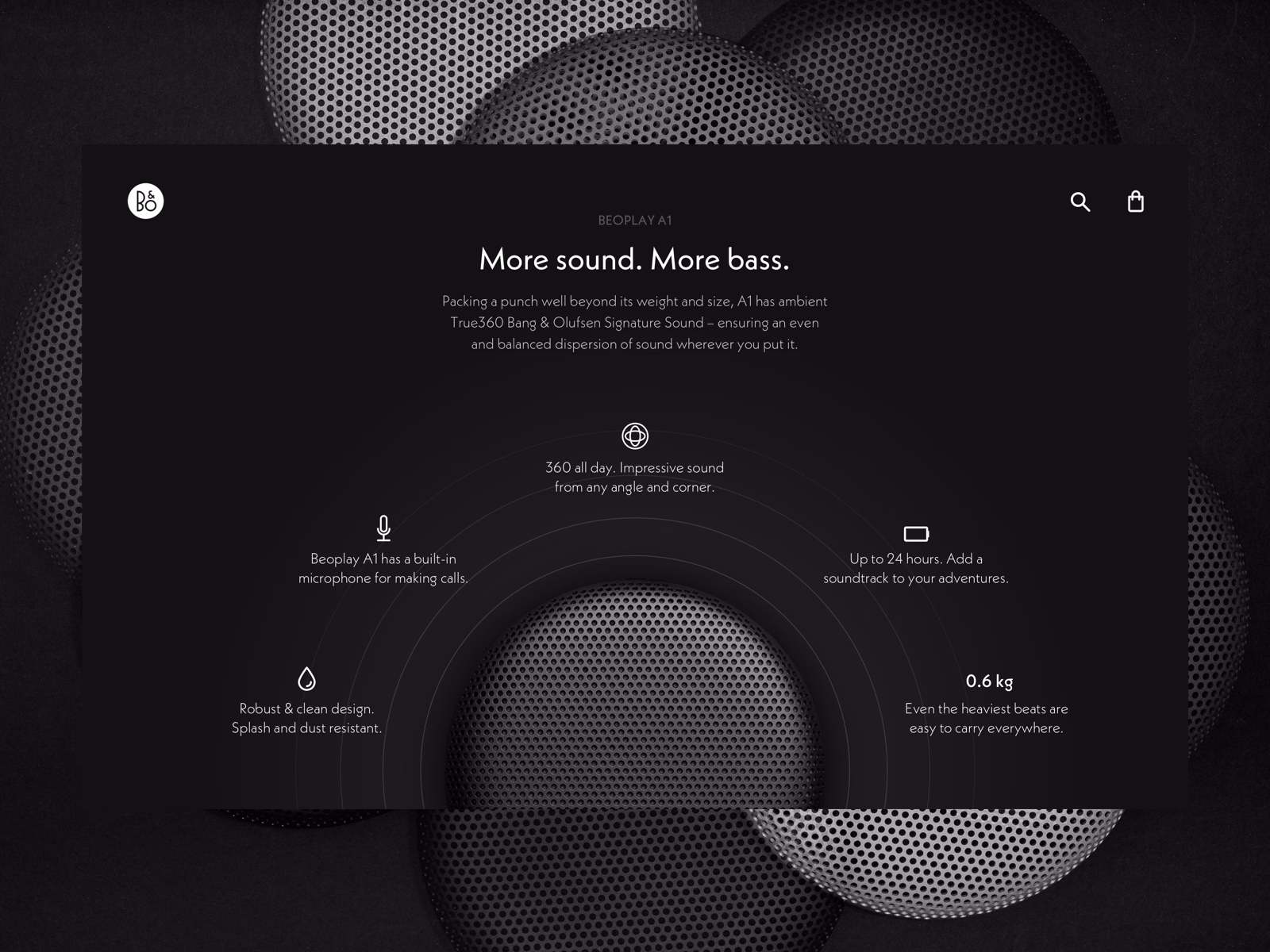 Beoplay A1 speaker dark product page exploration