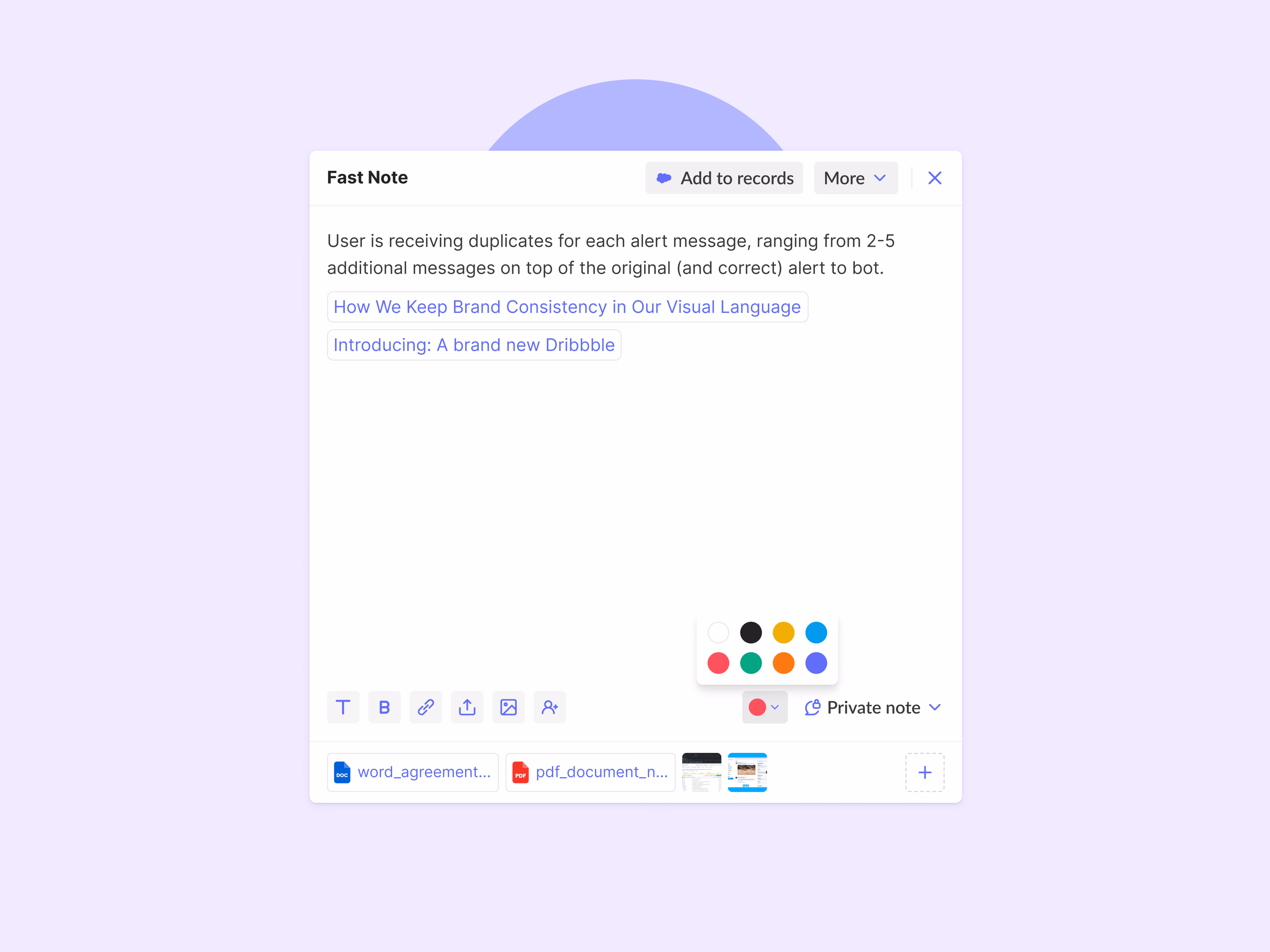 Note editor with attachments for Fast Note