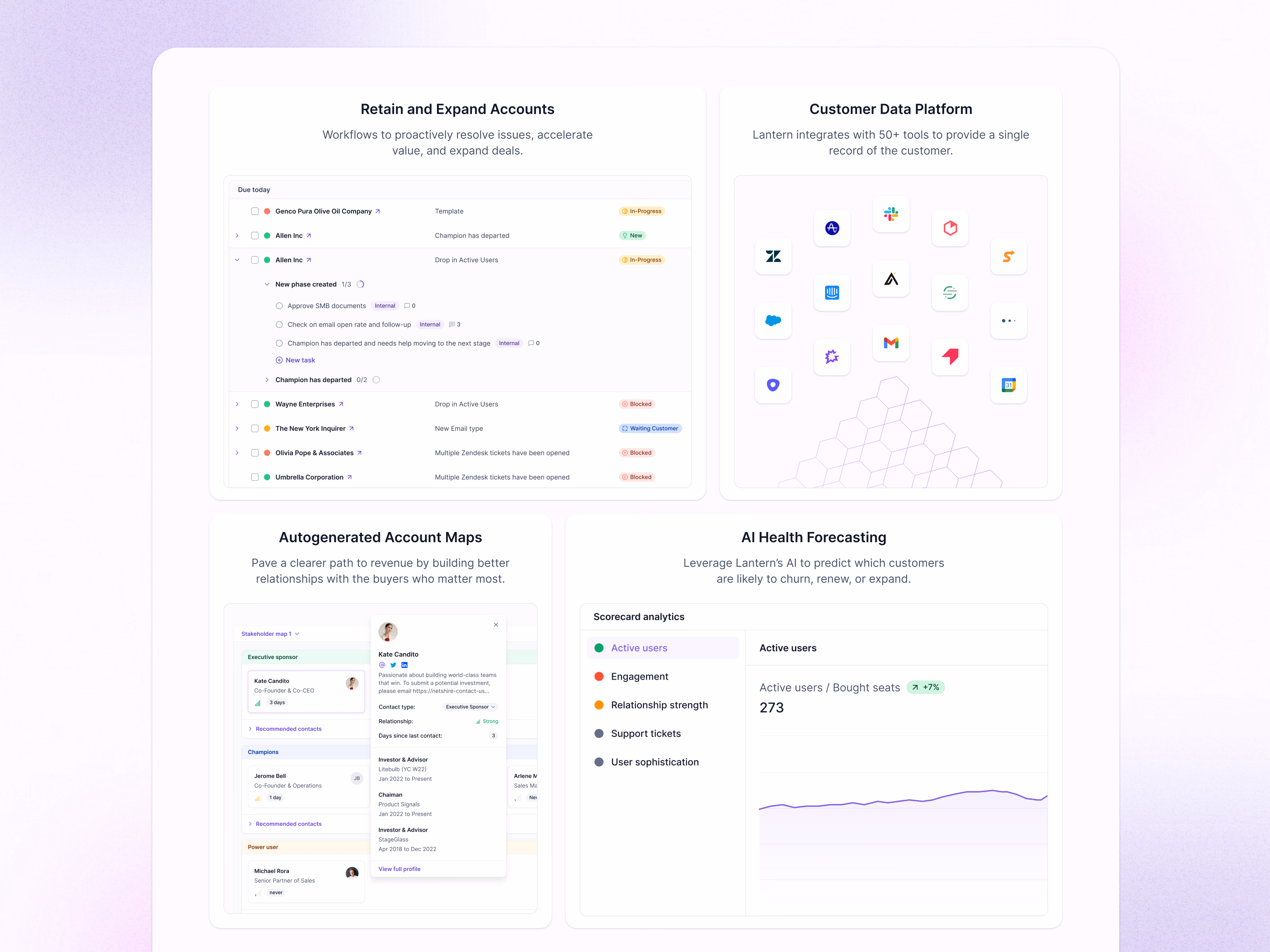 AI CRM feature section for Lantern's website