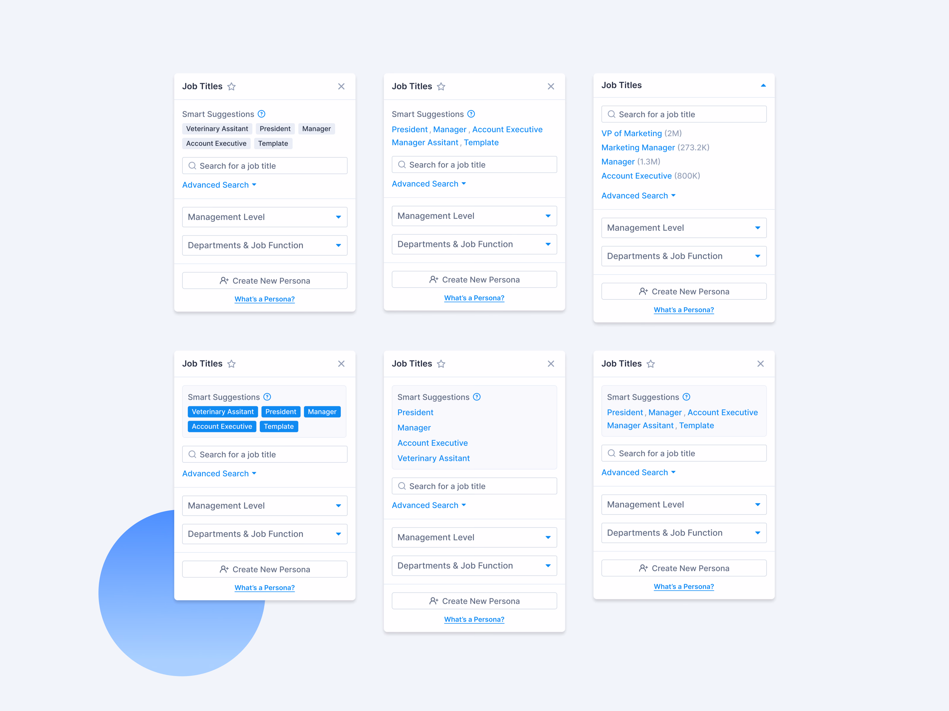 Job title smart suggestions filter exploration