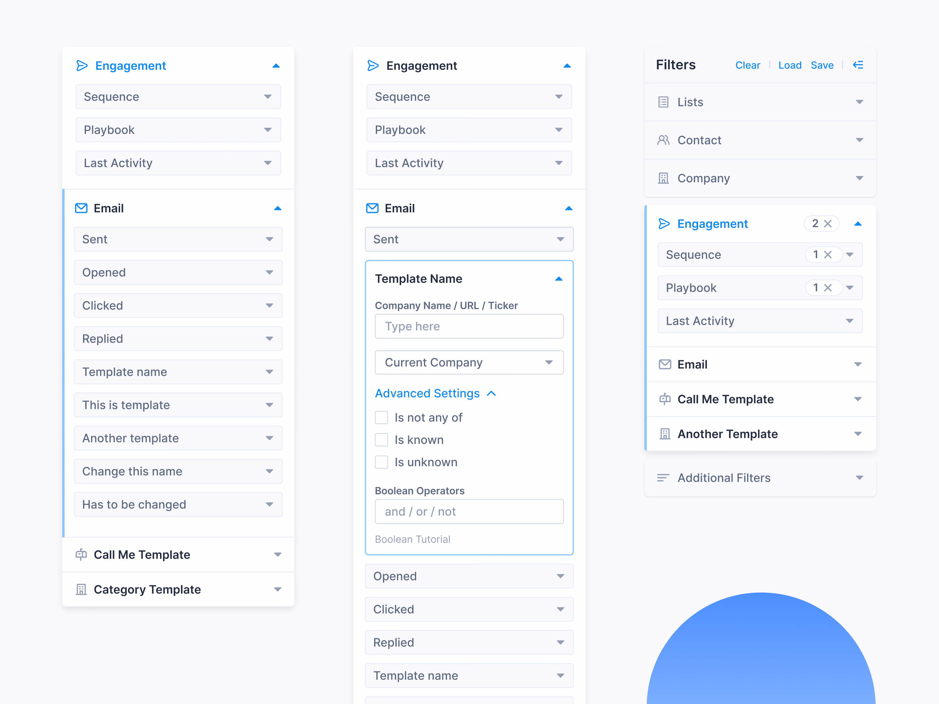Nested people search filters with subcategories
