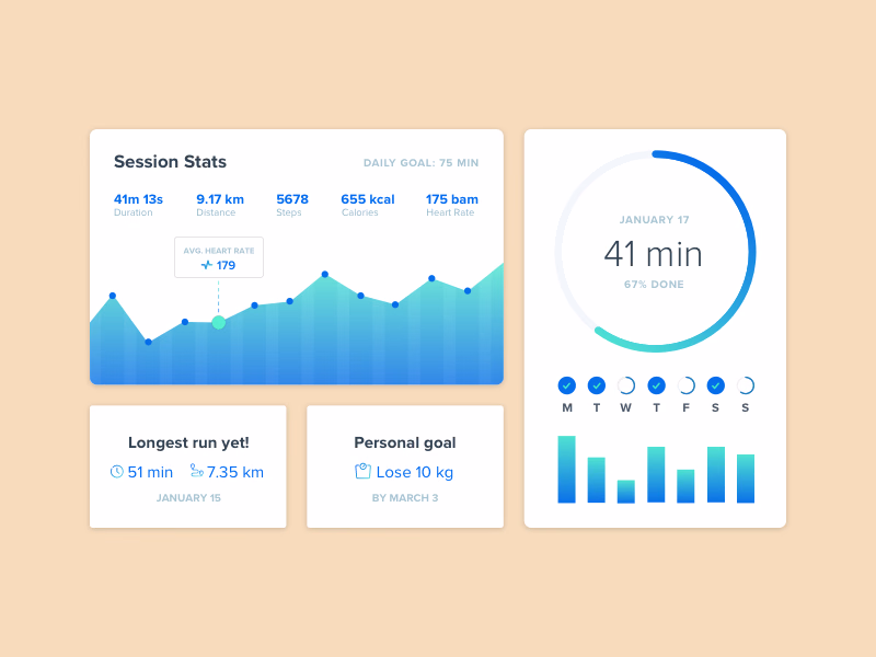 Fitness app stats graphics exploration