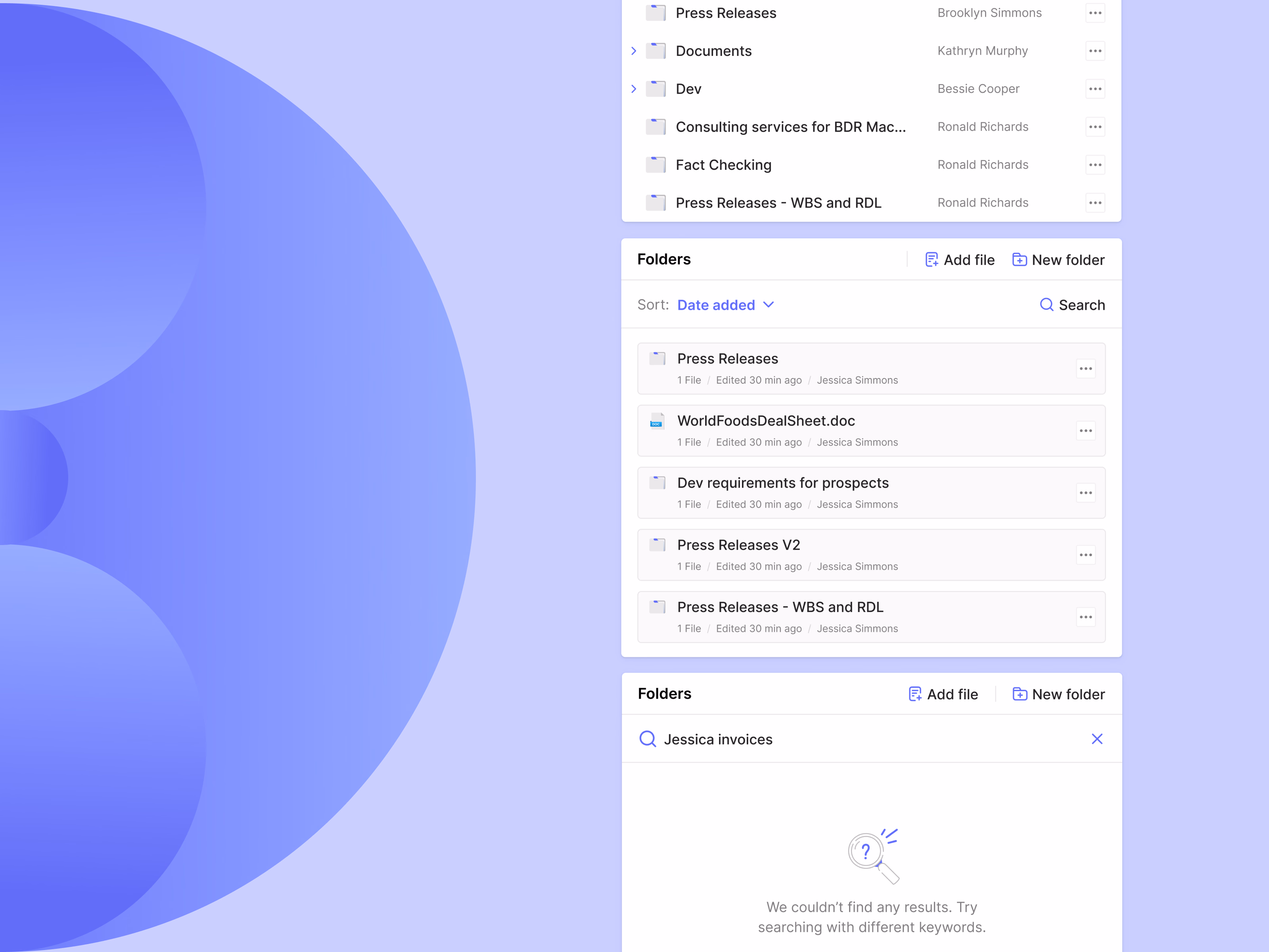 File panel folder structure exploration