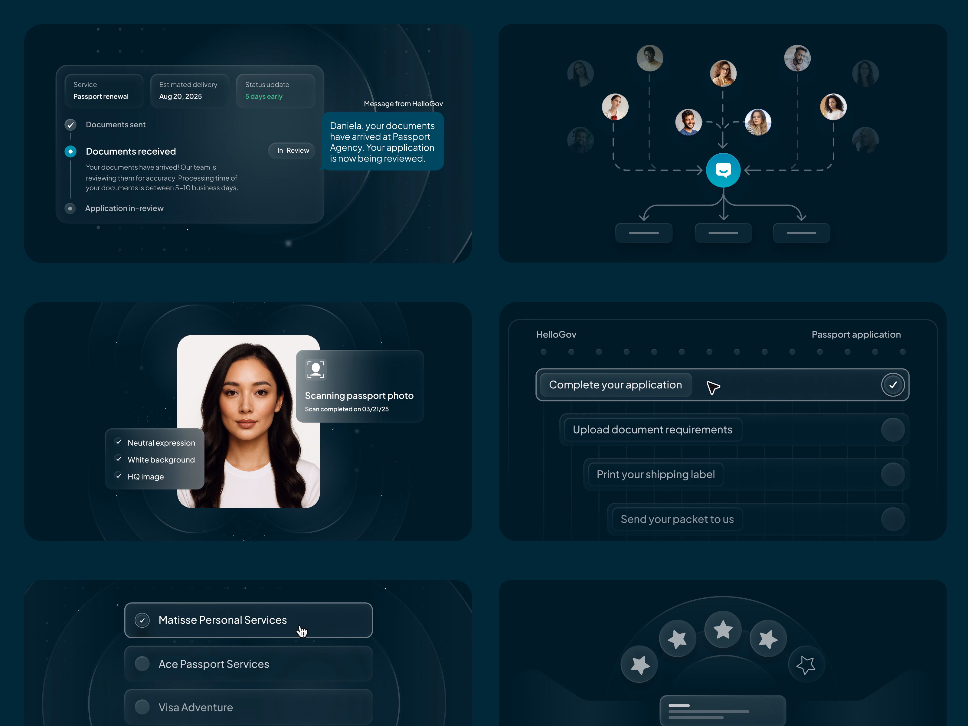 Frosted glass product illustrations for HelloGov