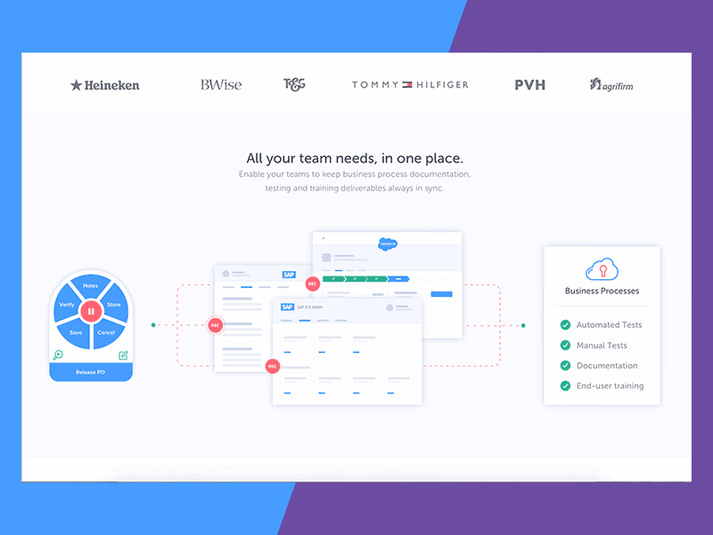 Business process testing homepage animation for Qualibrate