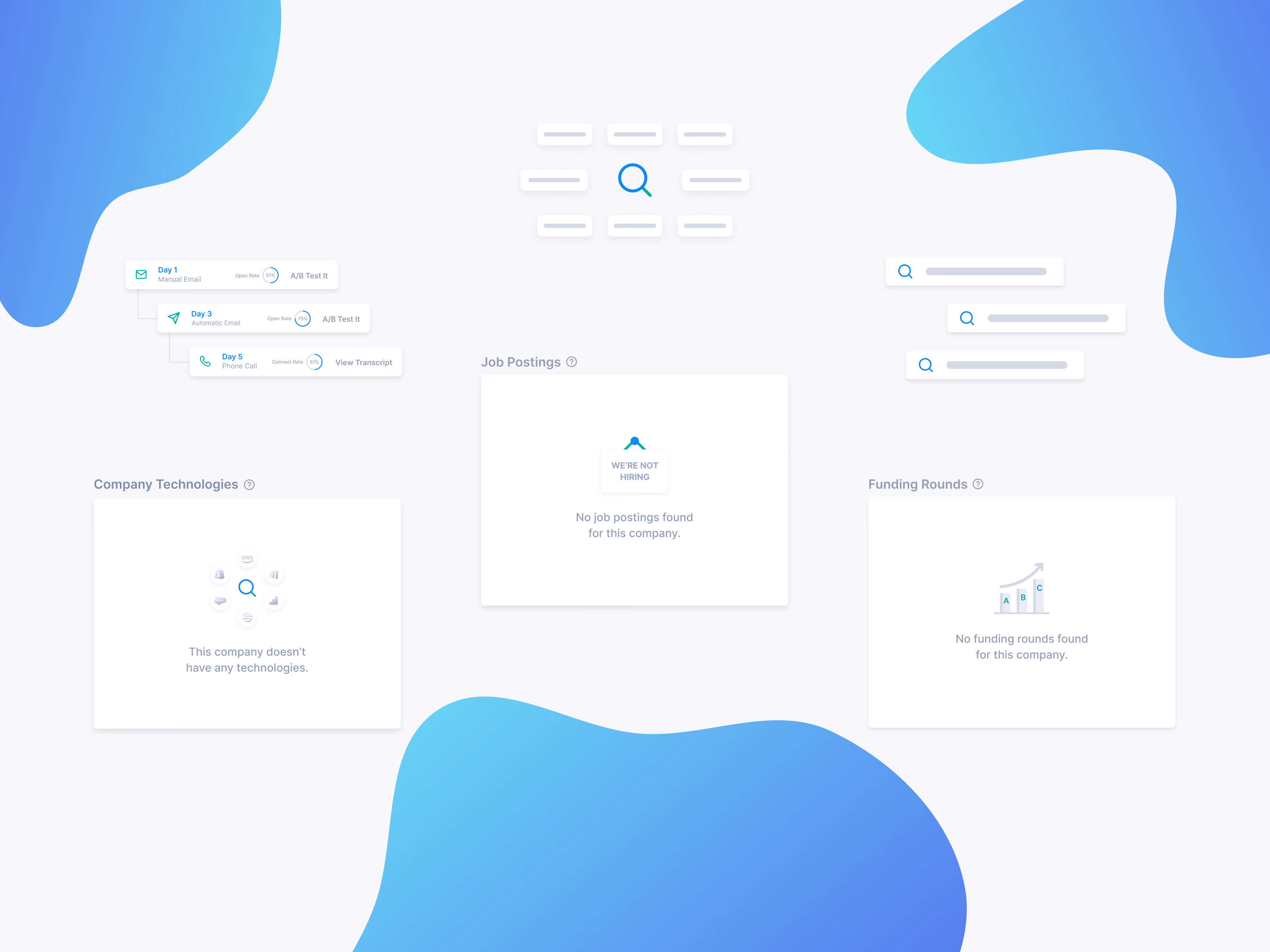 Line style empty state illustrations for company data
