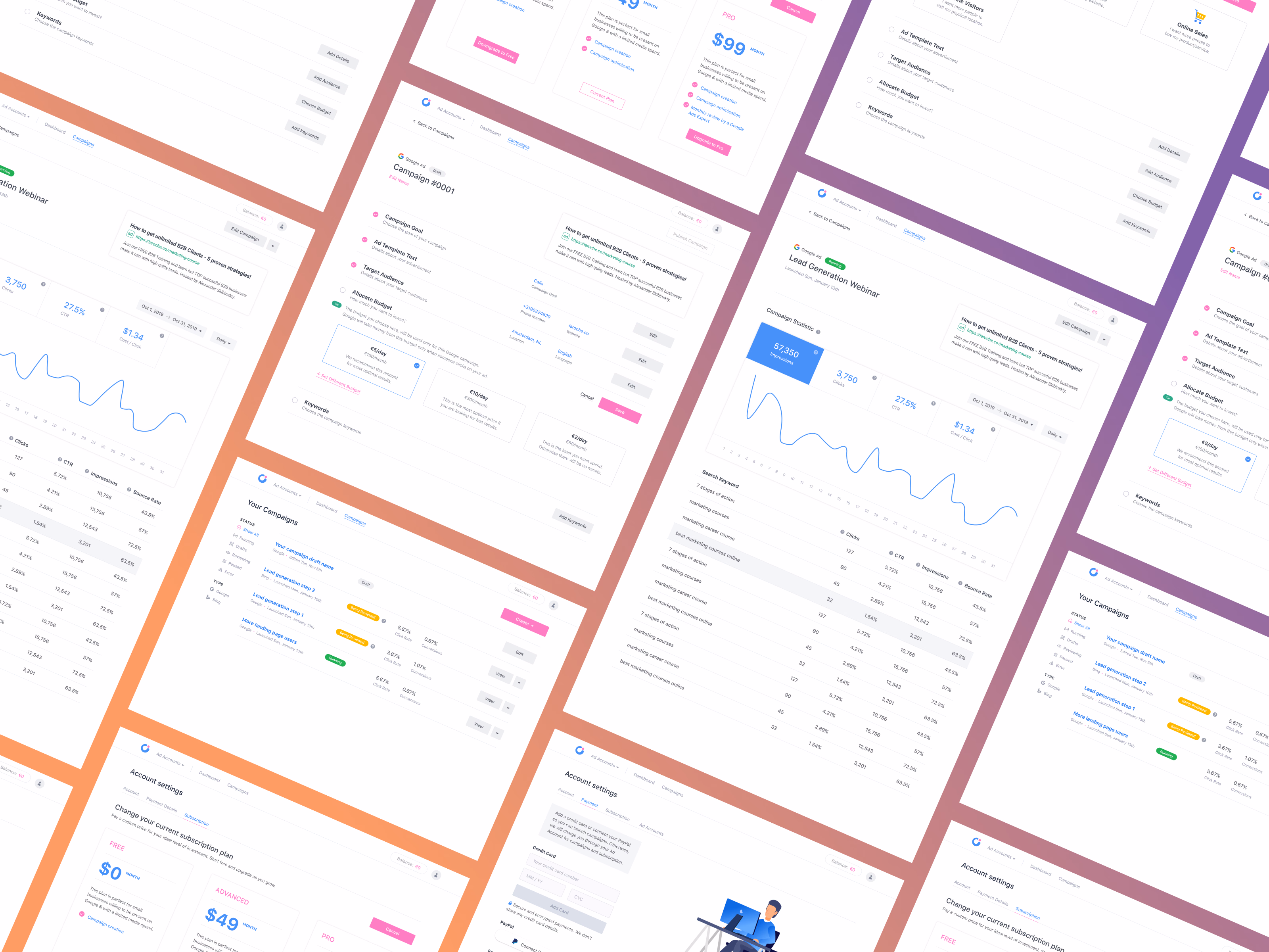 Ad campaign web app overview for Instaon