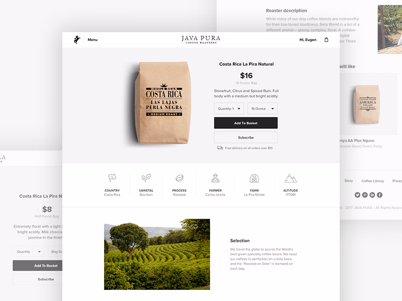 JavaPura coffee product page second version