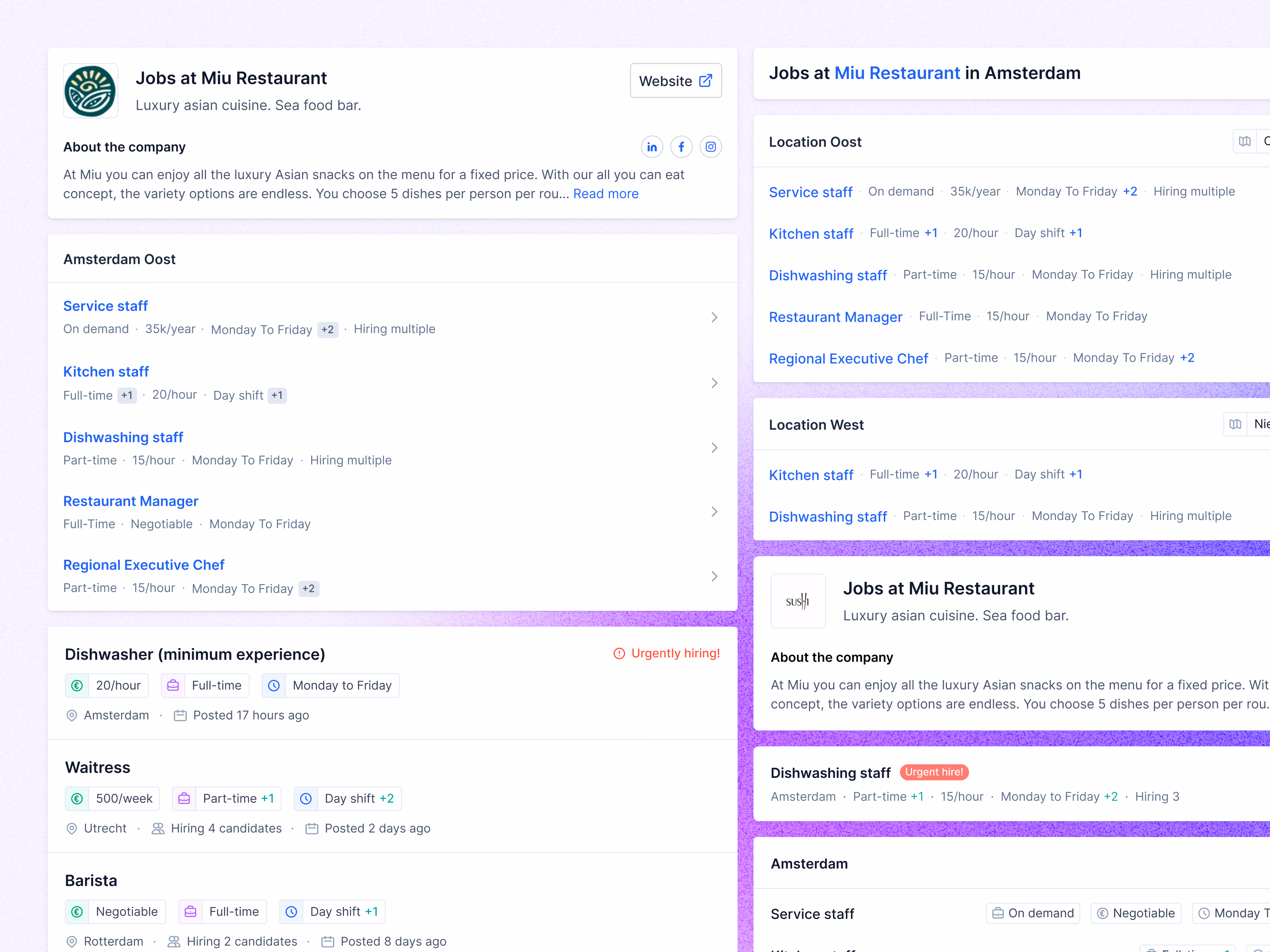Public job listings page draft for Teero