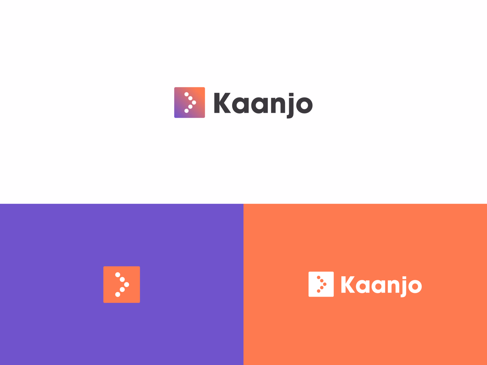 Kaanjo logo with dotted chevron mark
