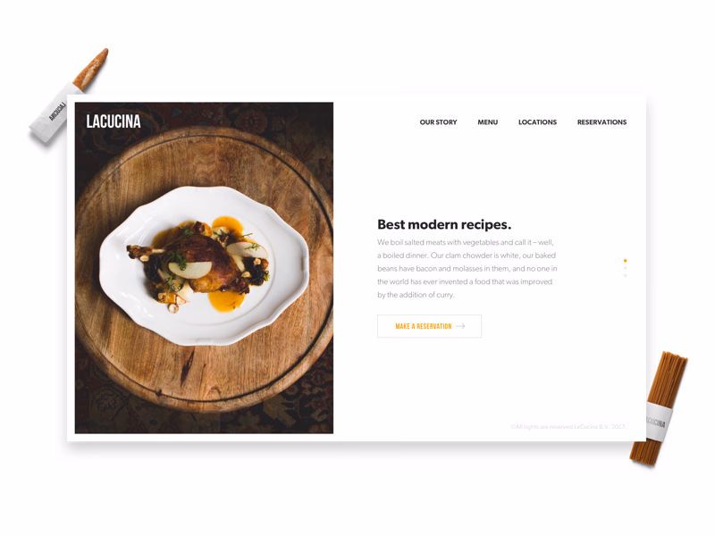 Restaurant homepage slider for LaCucina redesign