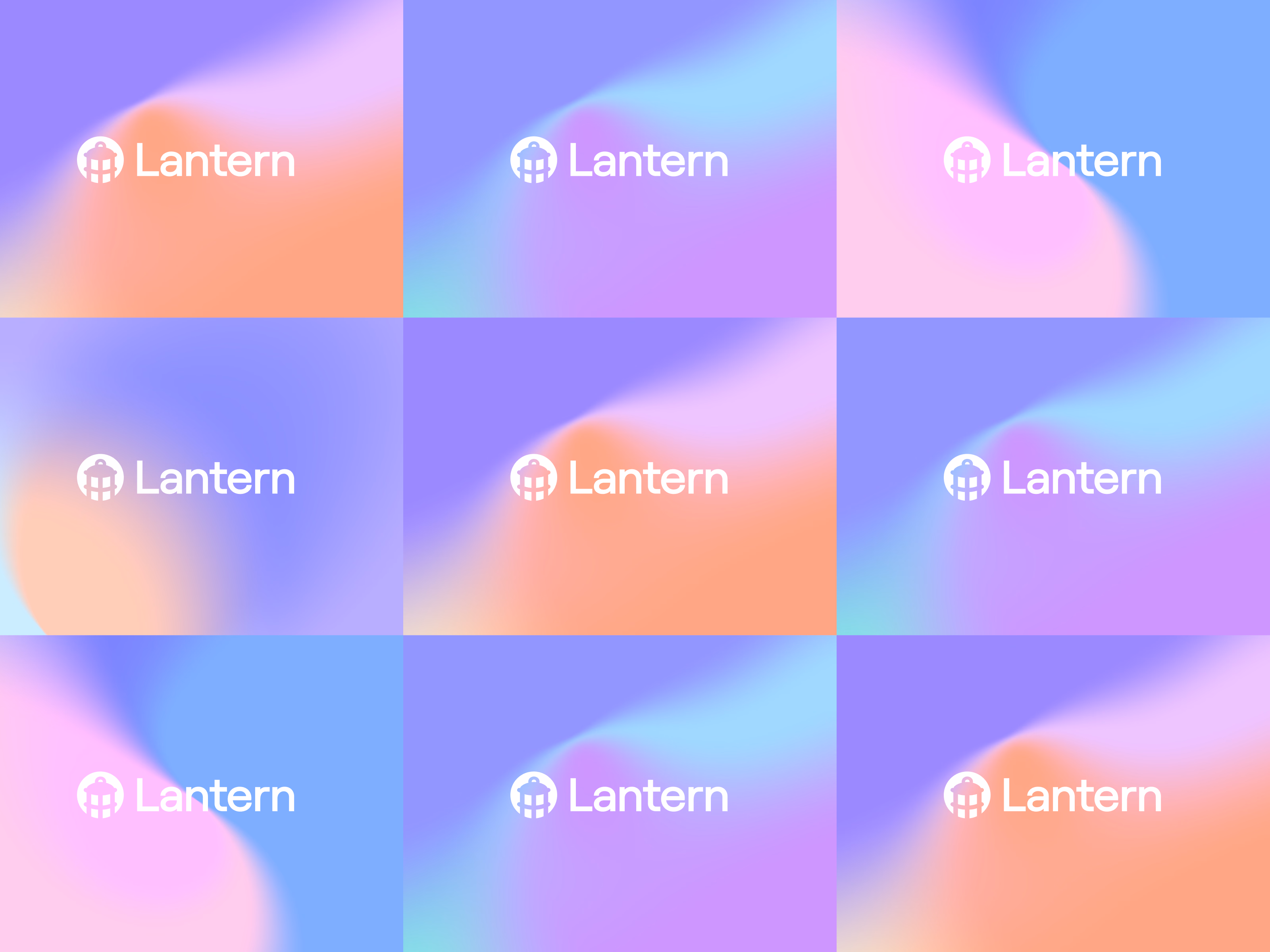 Lantern logo tested on gradient color tiles