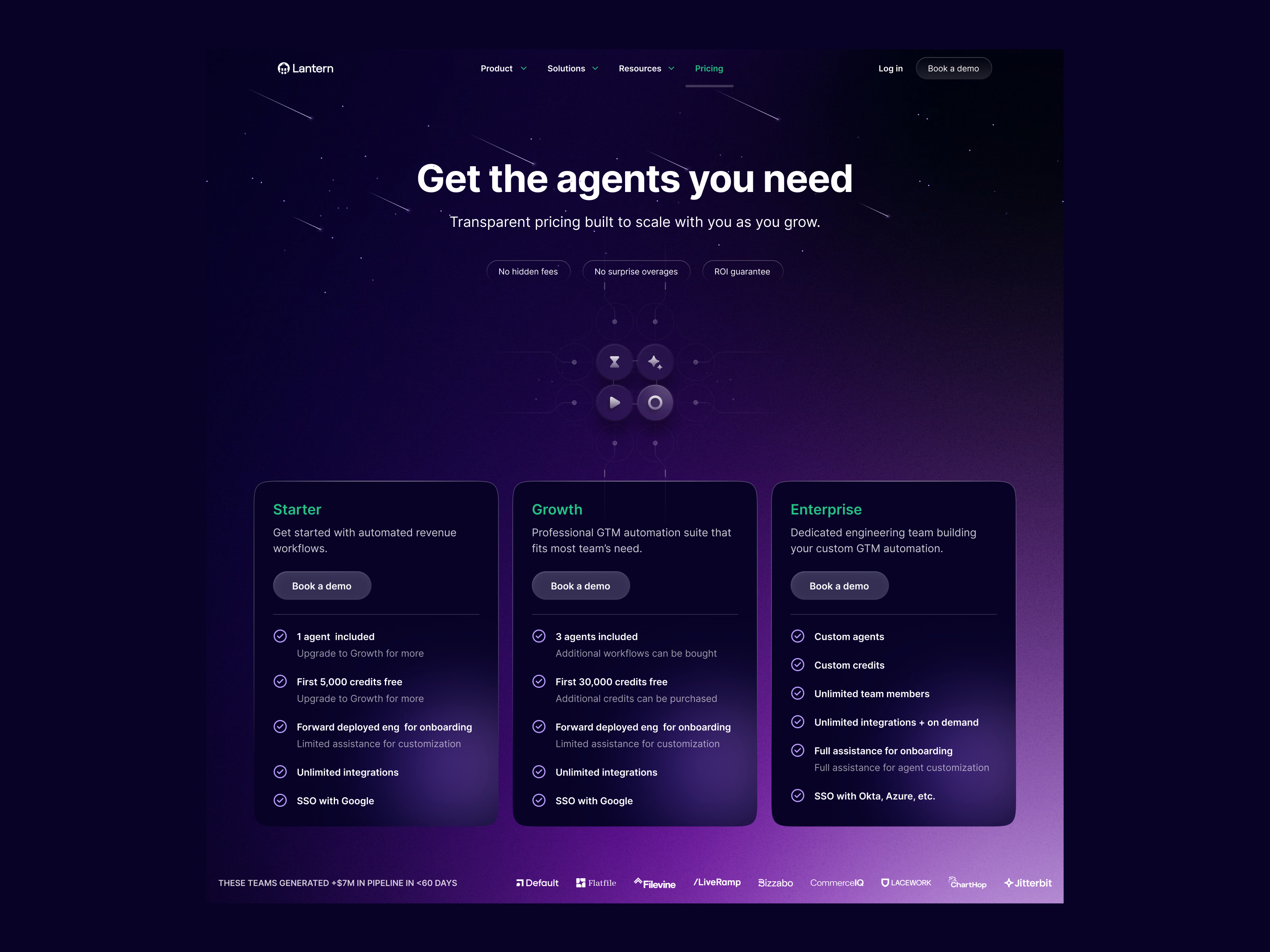 Pricing page exploration for Lantern's AI agents