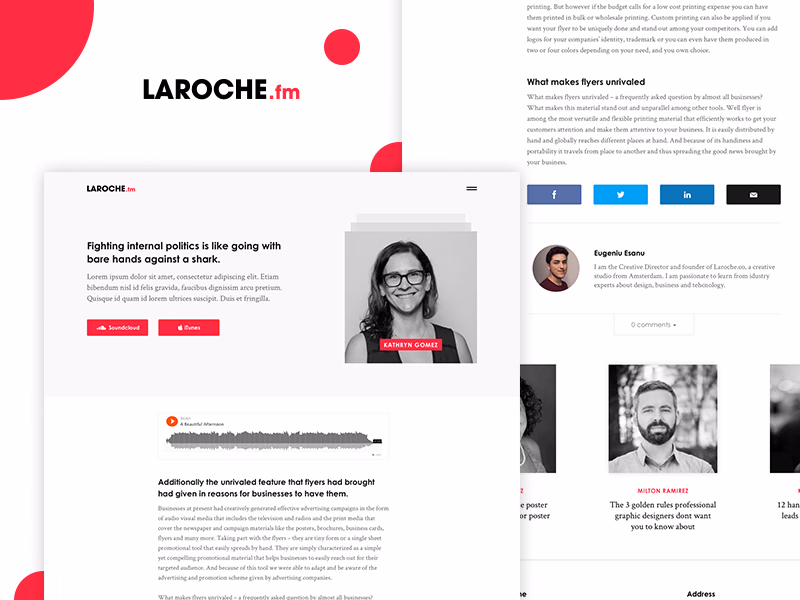 Podcast interview page design for Laroche.fm